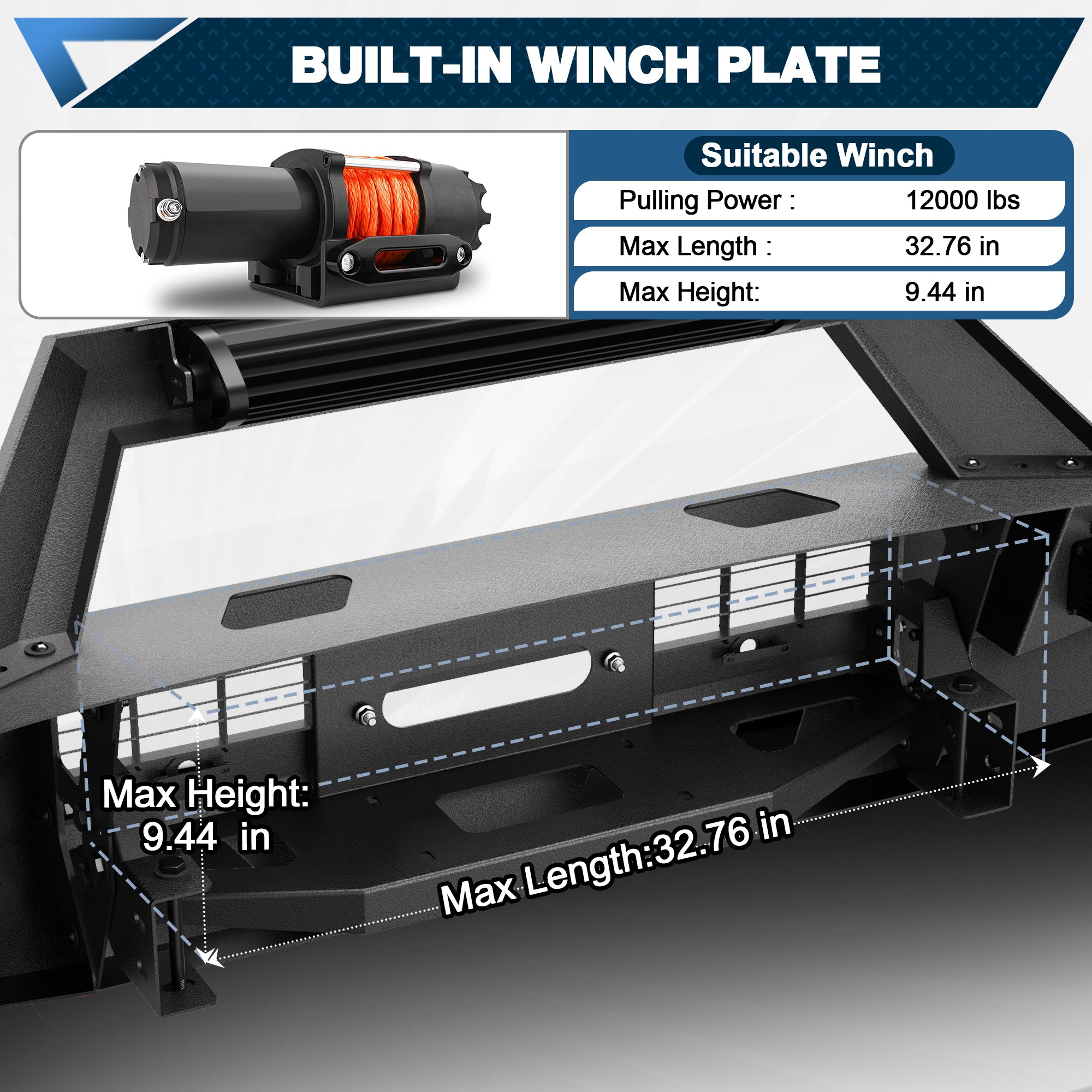 POFENZE Front Bumper for 2007-2023 Toyota Land Cruiser 70 Series LC76 LC78 LC79 POFENZE 