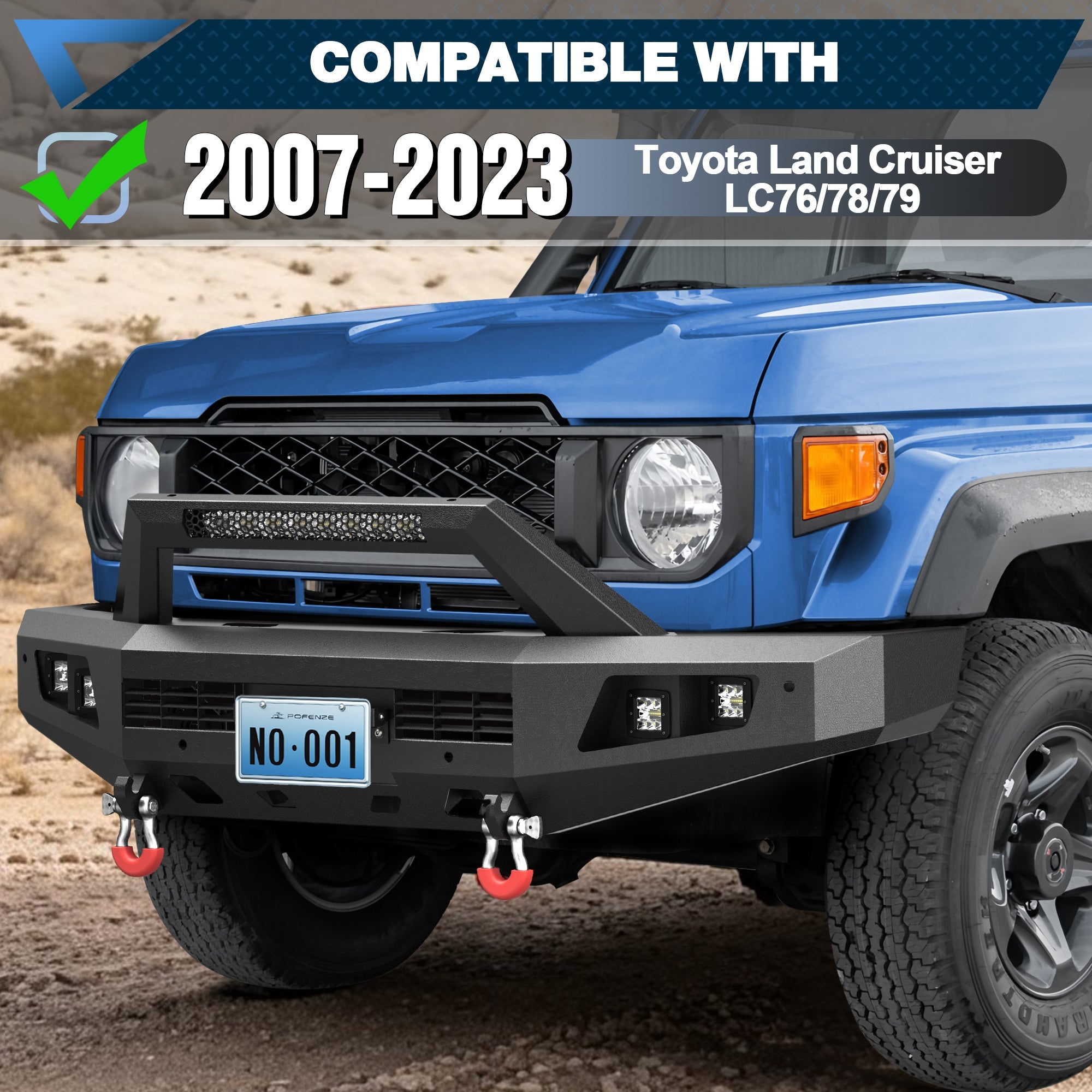 POFENZE Front Bumper for 2007-2023 Toyota Land Cruiser 70 Series LC76 LC78 LC79 POFENZE 