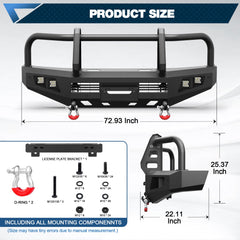 POFENZE Front Bumper for 2007-2023 Toyota Land Cruiser 70 Series LC76 LC78 LC79, Winch Bumper with Grille Guard POFENZE 