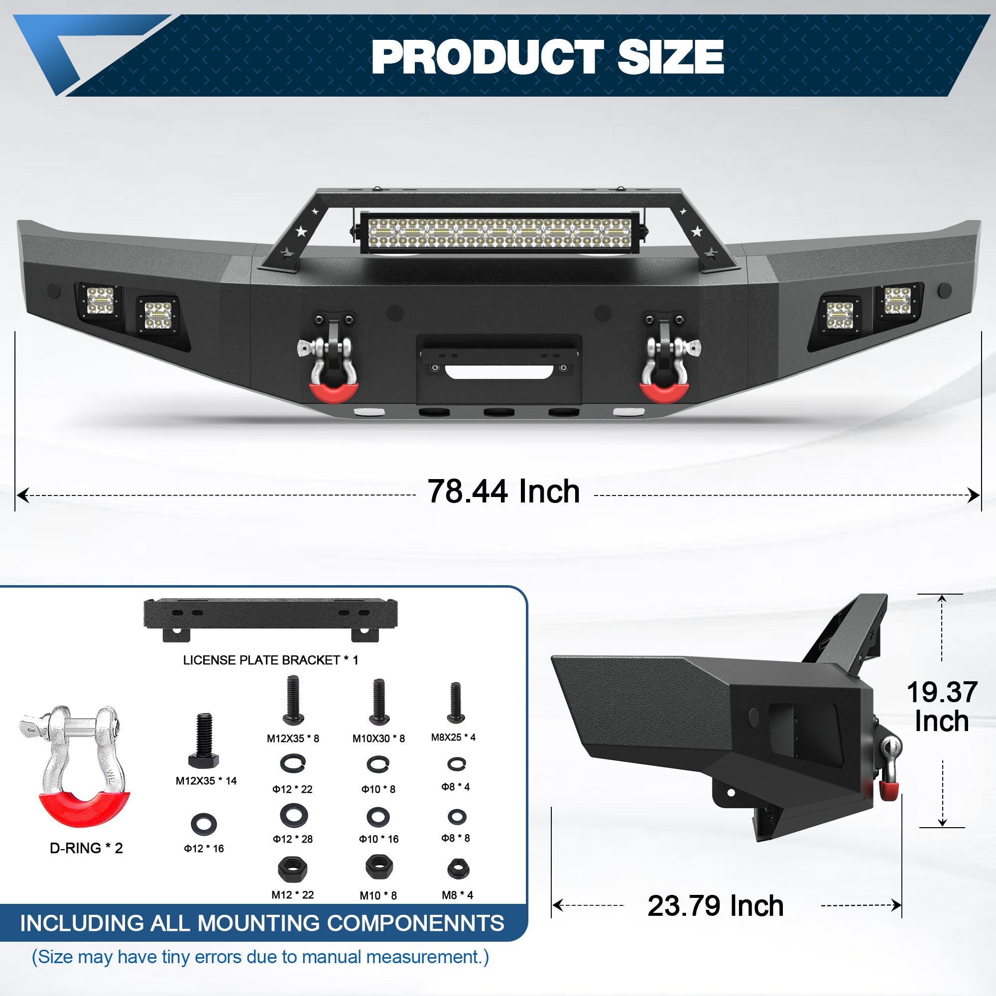 POFENZE Front Bumper for 2008 2009 2010 Ford F250 F350 F450 F550 Super Duty, Winch Ready Steel Bumper POFENZE 