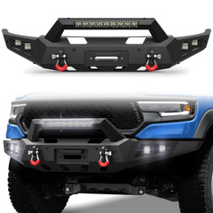 POFENZE Front Bumper for 2021-2025 Ram 1500 TRX, Winch Ready Steel Bumper with LED Lights POFENZE 