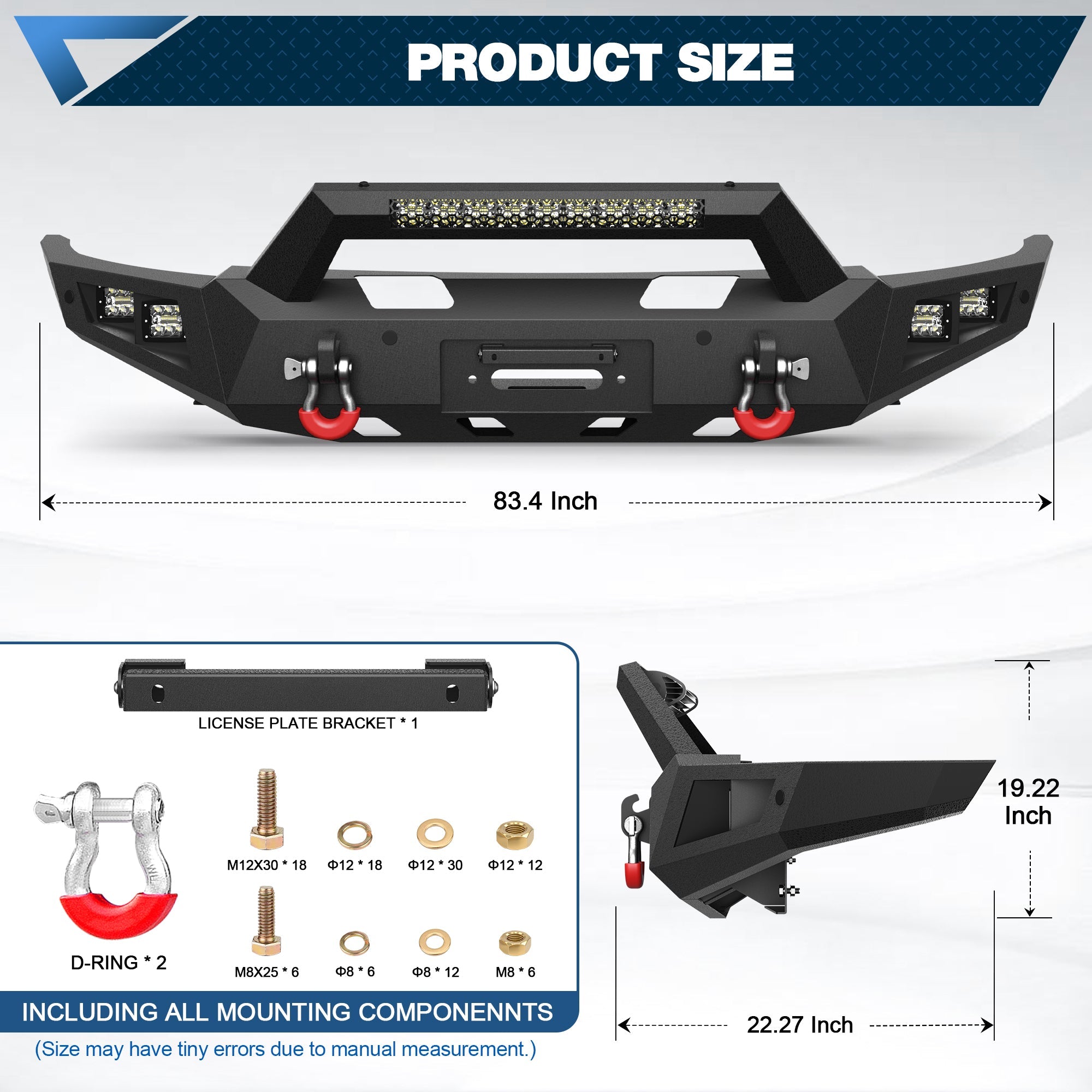 POFENZE Front Bumper for 2021-2025 Ram 1500 TRX, Winch Ready Steel Bumper with LED Lights POFENZE 