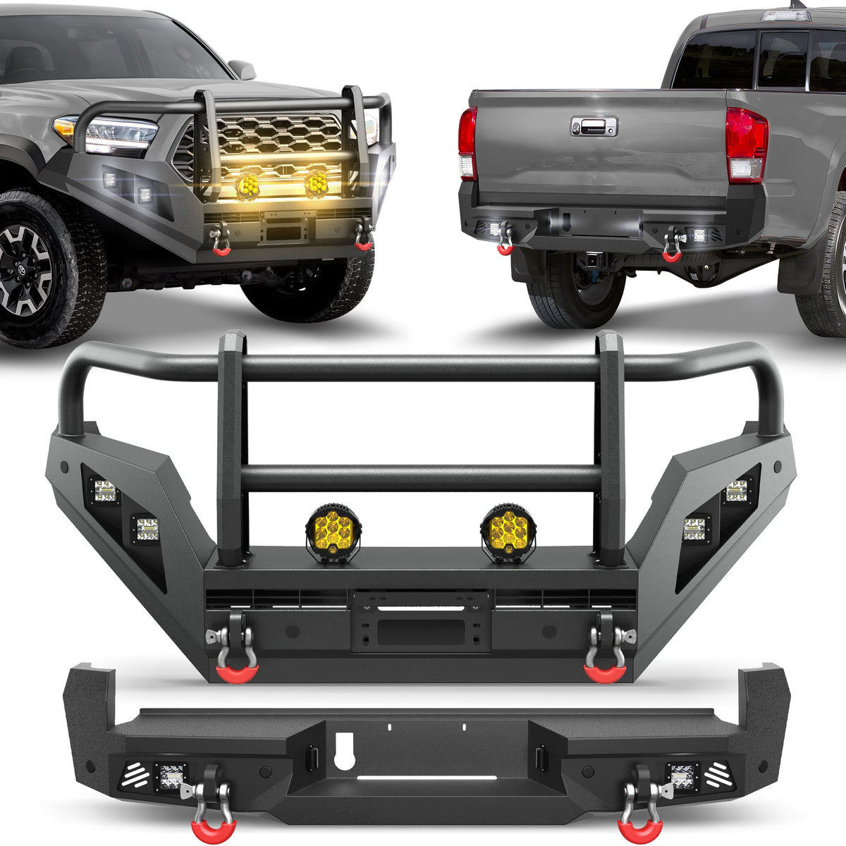 POFENZE Front & Rear Bumper Set with Grille Guard for 2016-2023 Toyota Tacoma 3rd Gen POFENZE 