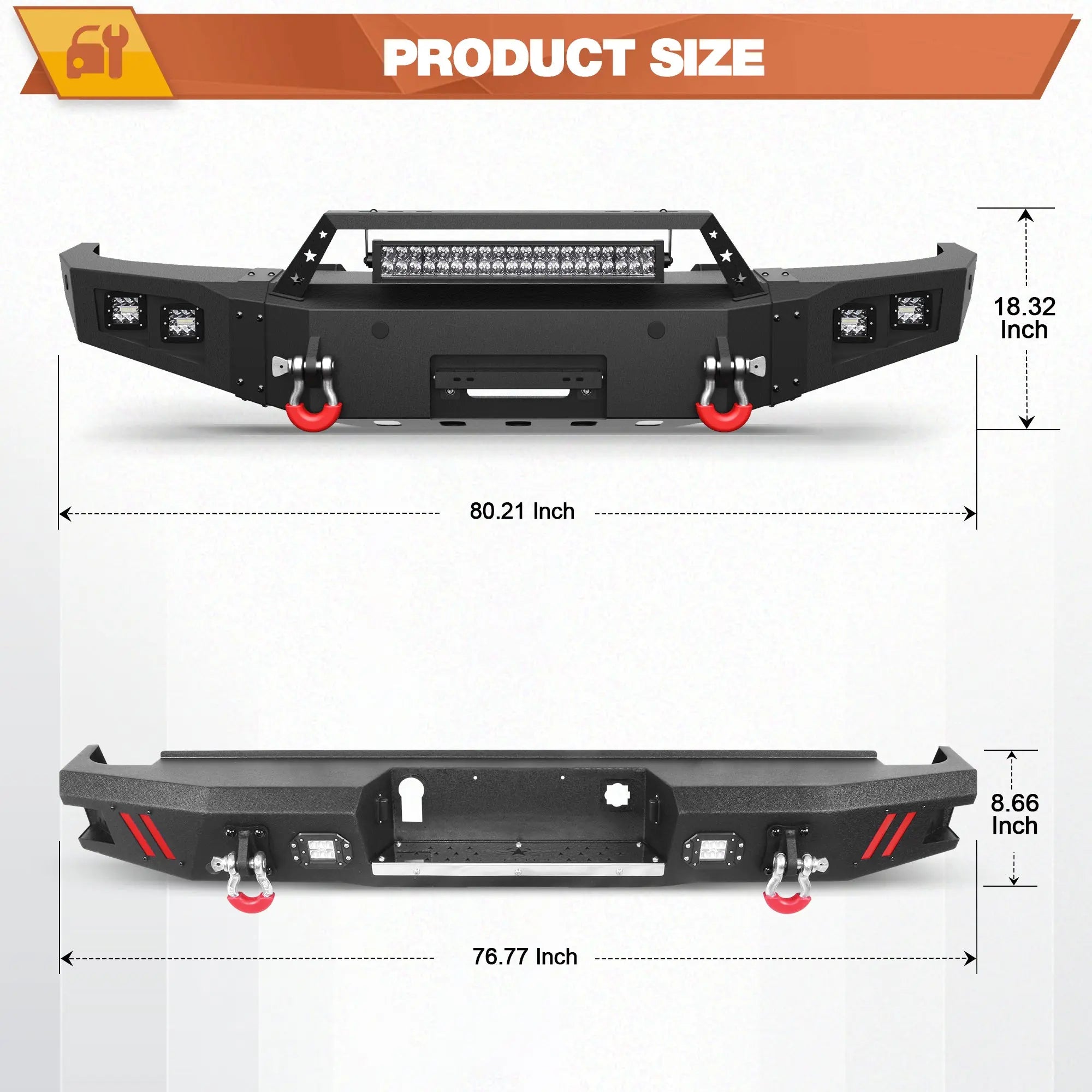 POFENZE Heavy Duty Chevy Silverado Front and Rear Bumper with Winch Plate for 2014-2015 Silverado 1500 Off Road Bumpers Fit Silverado 1500 POFENZE