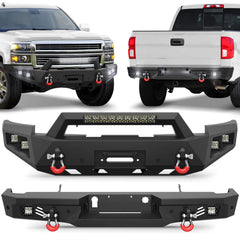 POFENZE Heavy Duty Silverado Front and Rear Bumper with Winch Plate for 2014-2015 Silverado 1500 Truck Bumpers Fit Silverado 1500 POFENZE