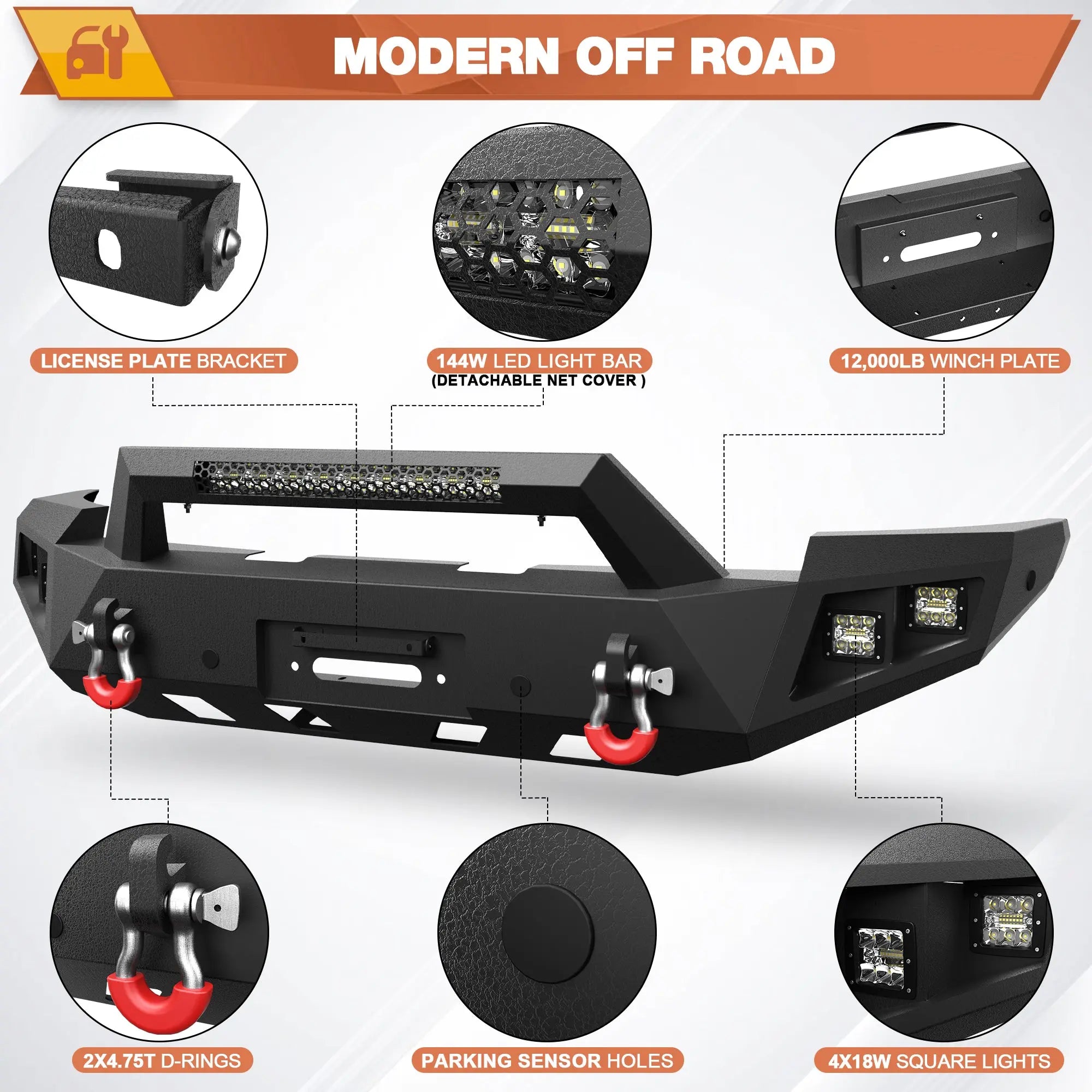 POFENZE Heavy Duty Silverado Front and Rear Bumper with Winch Plate for 2014-2015 Silverado 1500 Truck Bumpers Fit Silverado 1500 POFENZE