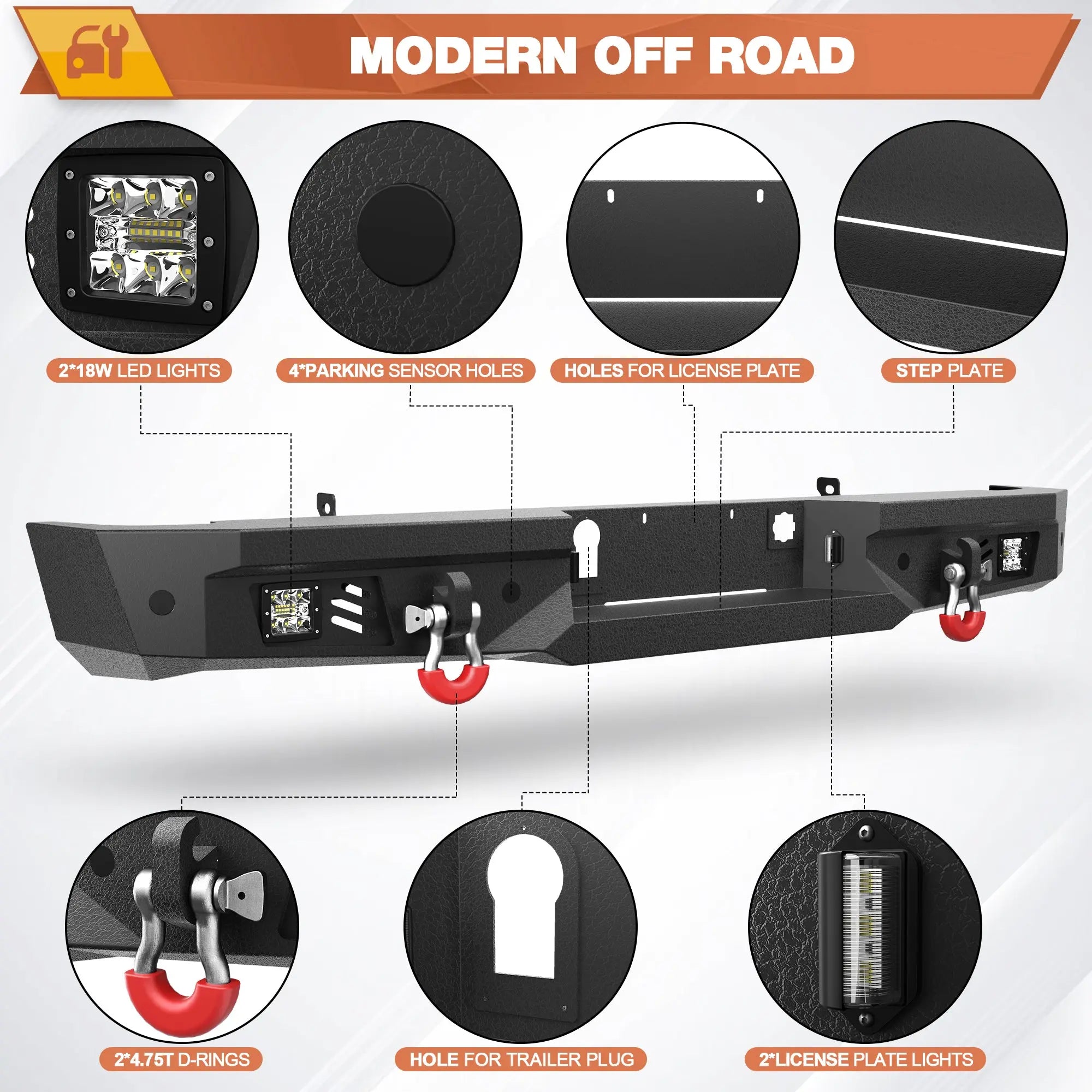 POFENZE Heavy Duty Silverado Front and Rear Bumper with Winch Plate for 2014-2015 Silverado 1500 Truck Bumpers Fit Silverado 1500 POFENZE