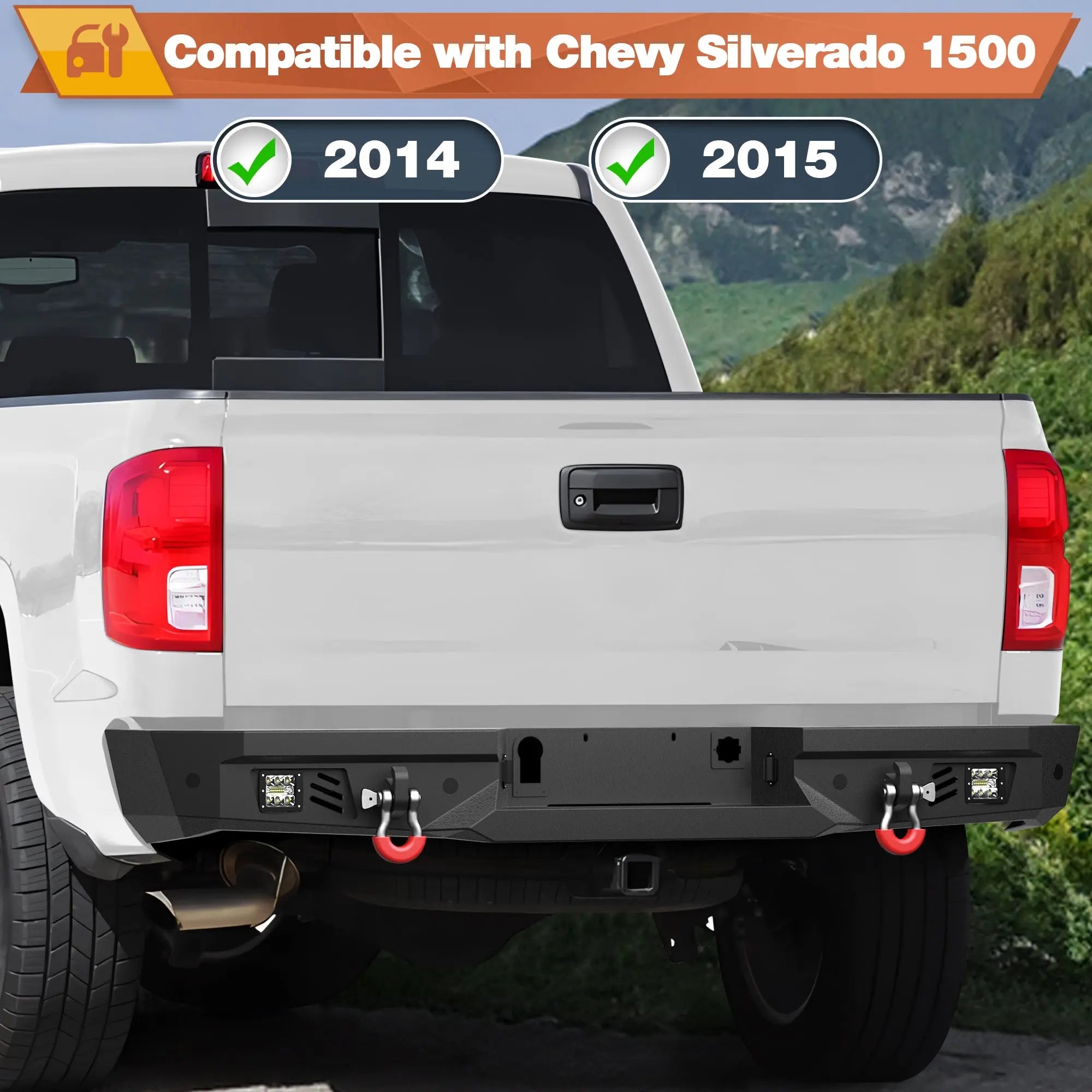 POFENZE Heavy Duty Silverado Front and Rear Bumper with Winch Plate for 2014-2015 Silverado 1500 Truck Bumpers Fit Silverado 1500 POFENZE
