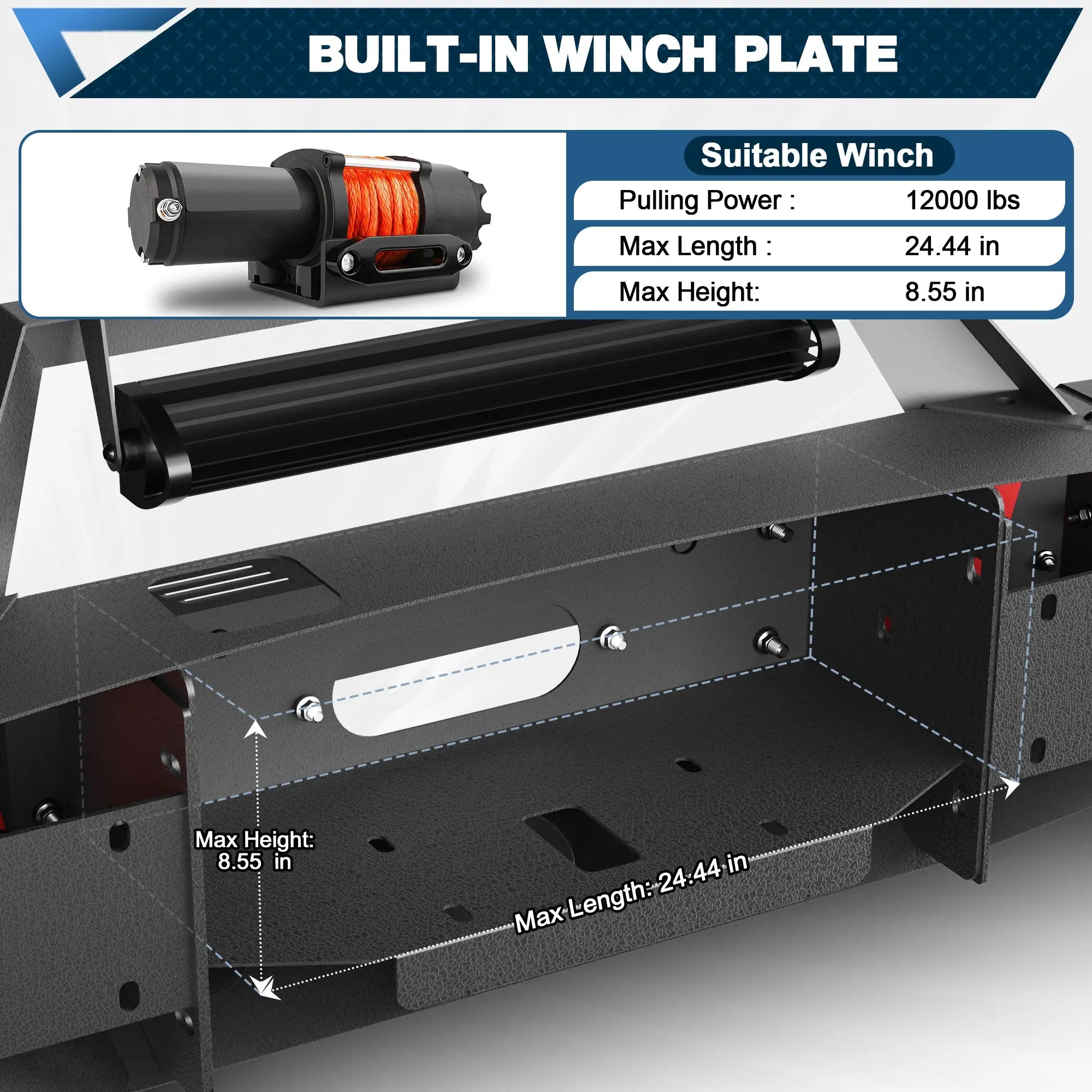 POFENZE Ram 1500 Front Bumper Fits 2013-2018 Dodge Ram 1500 and 2019-2024 Ram 1500 Classic Truck Bumper - POFENZE