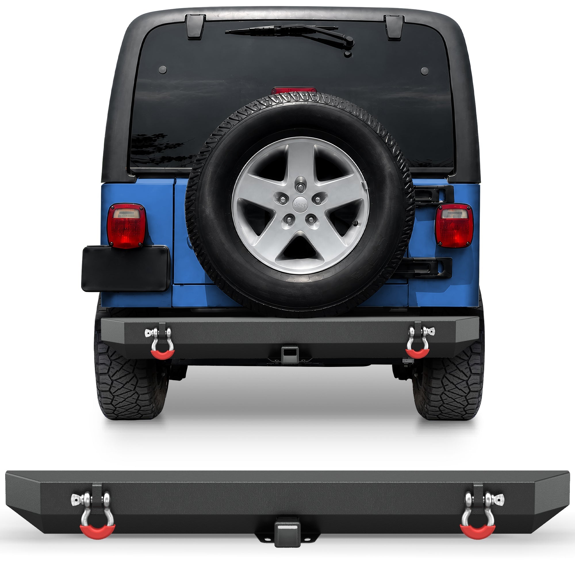 POFENZE Rear Bumper for 1987-2006 Jeep Wrangler YJ TJ LJ POFENZE 