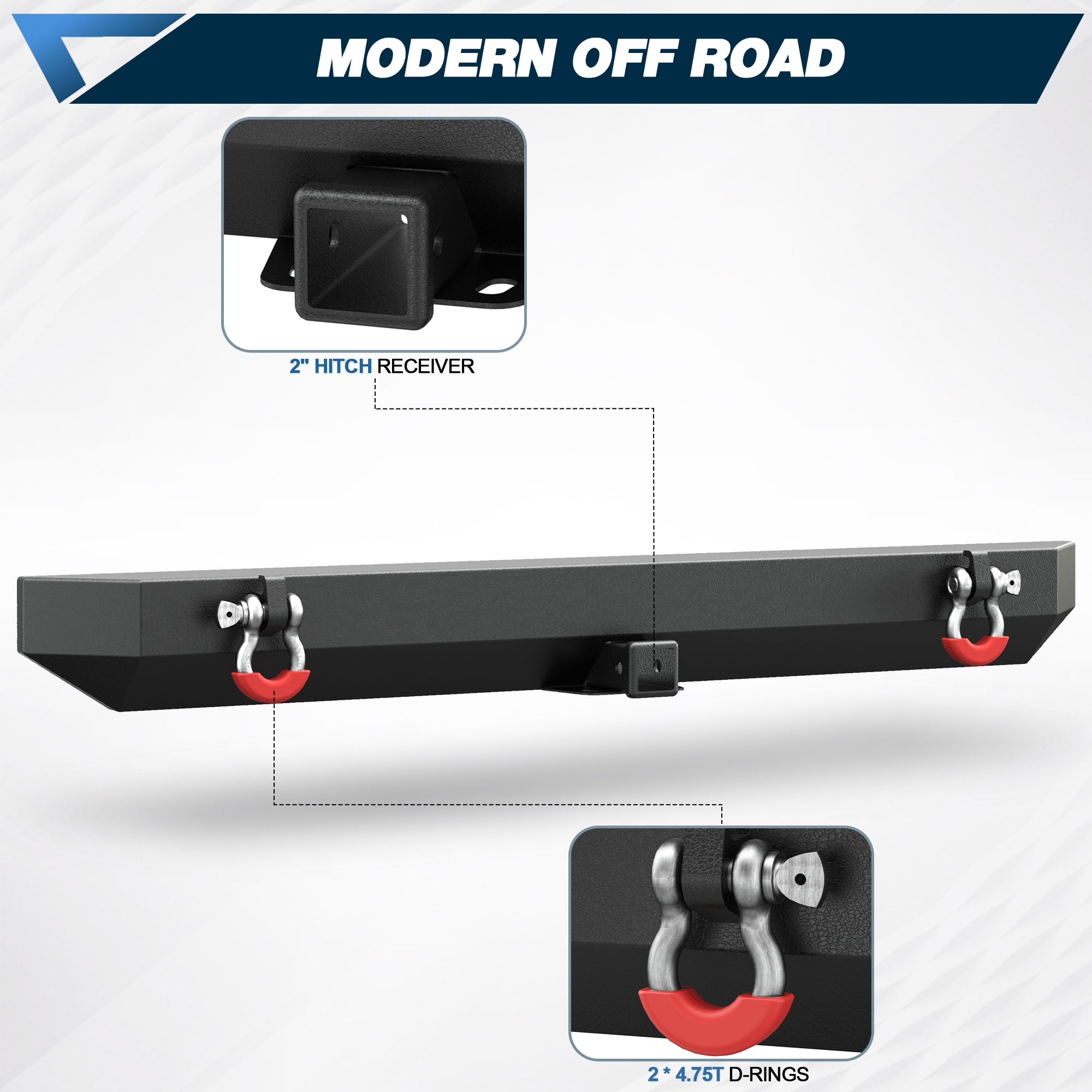 POFENZE Rear Bumper for 1987-2006 Jeep Wrangler YJ TJ LJ POFENZE 