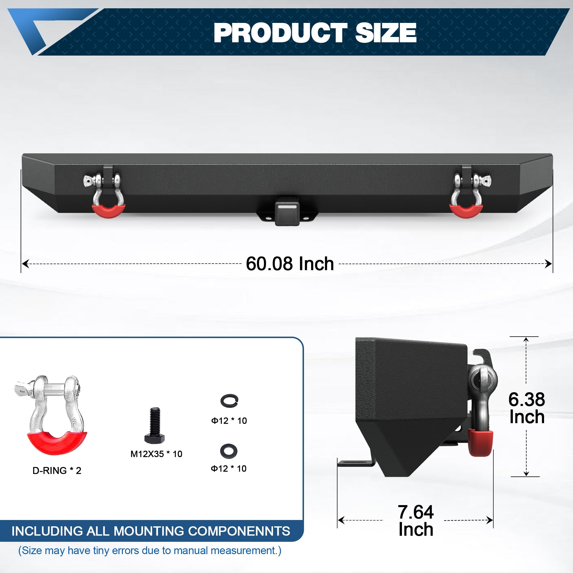 POFENZE Rear Bumper for 1987-2006 Jeep Wrangler YJ TJ LJ POFENZE 