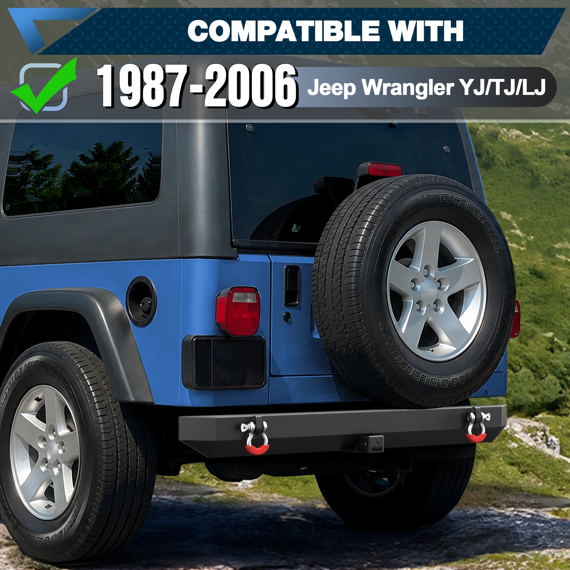 POFENZE Rear Bumper for 1987-2006 Jeep Wrangler YJ TJ LJ POFENZE 
