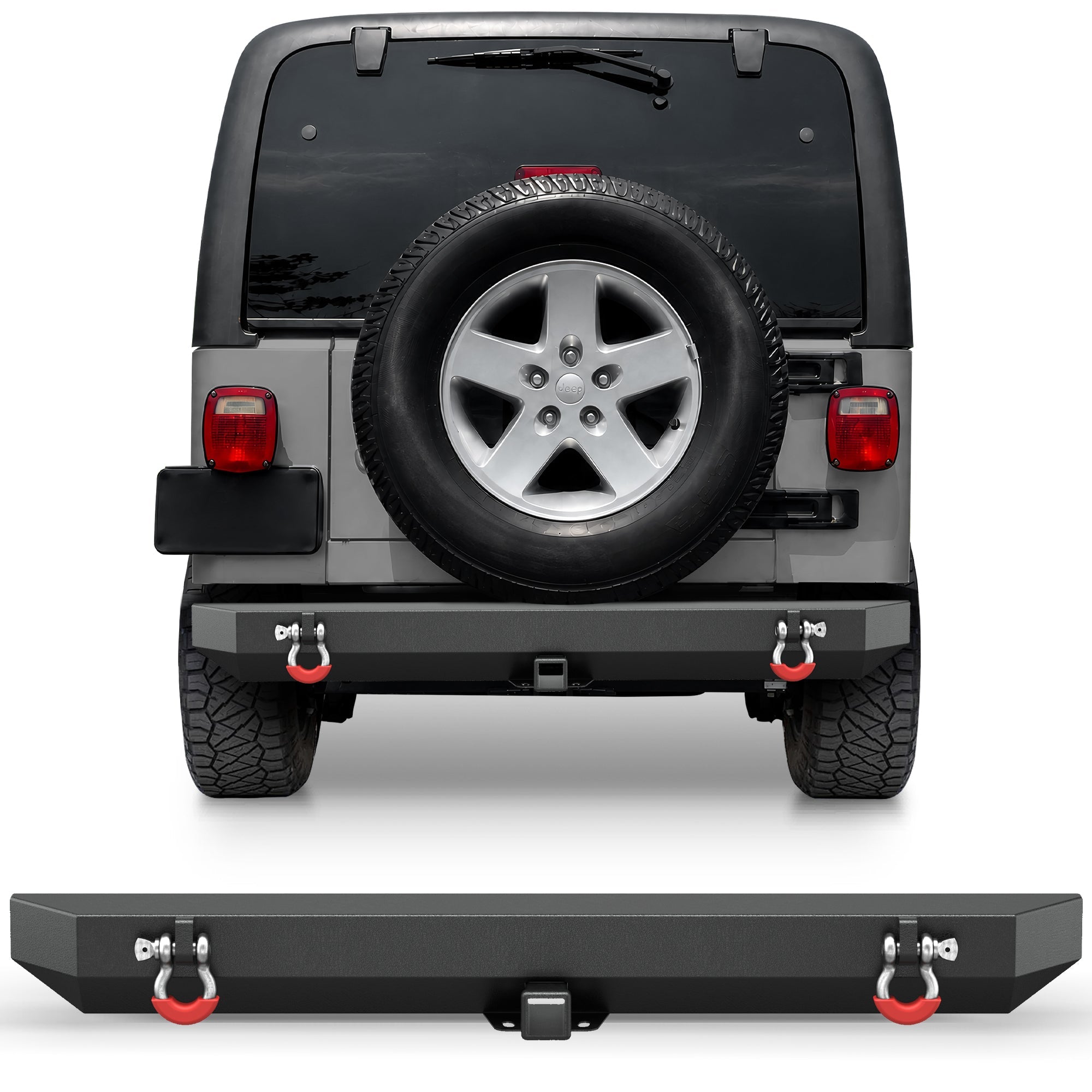 POFENZE Rear Bumper for 1987-2006 Jeep Wrangler YJ TJ LJ POFENZE 