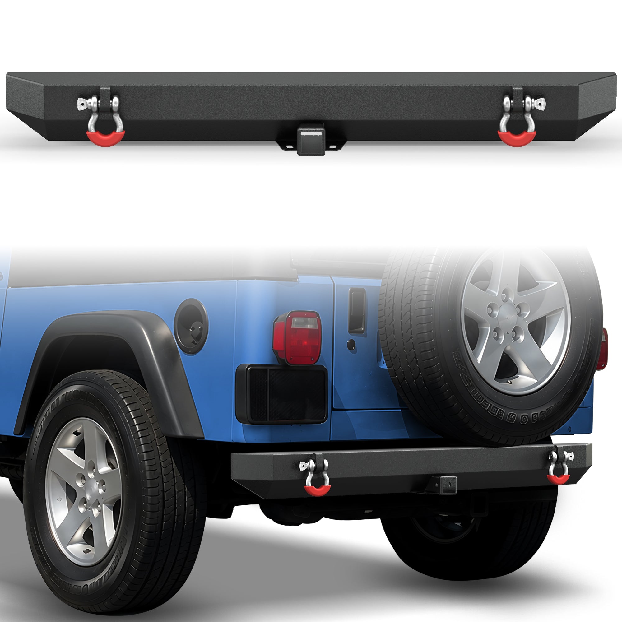 POFENZE Rear Bumper for 1987-2006 Jeep Wrangler YJ TJ LJ POFENZE 