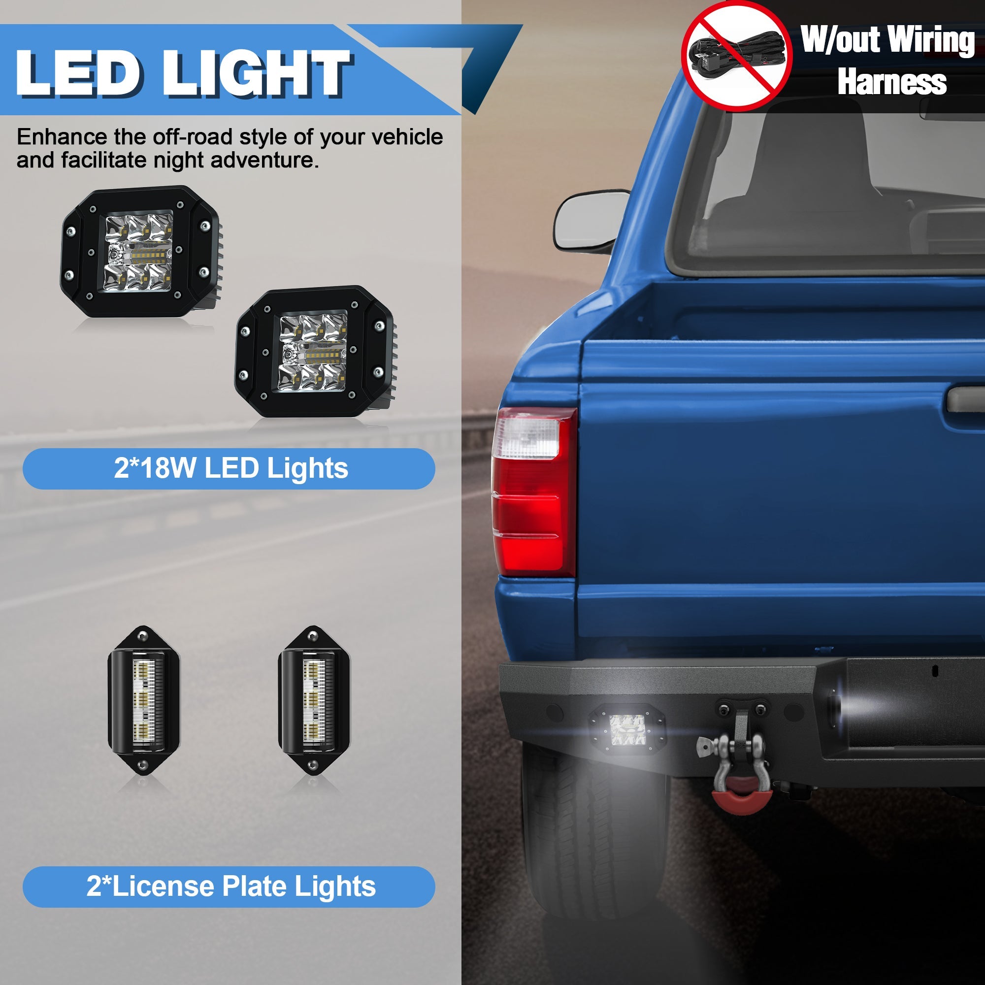 POFENZE Rear Bumper for 1993-2011 Ford Ranger, Full Width Steel Bumper with Step & LED Lights POFENZE 