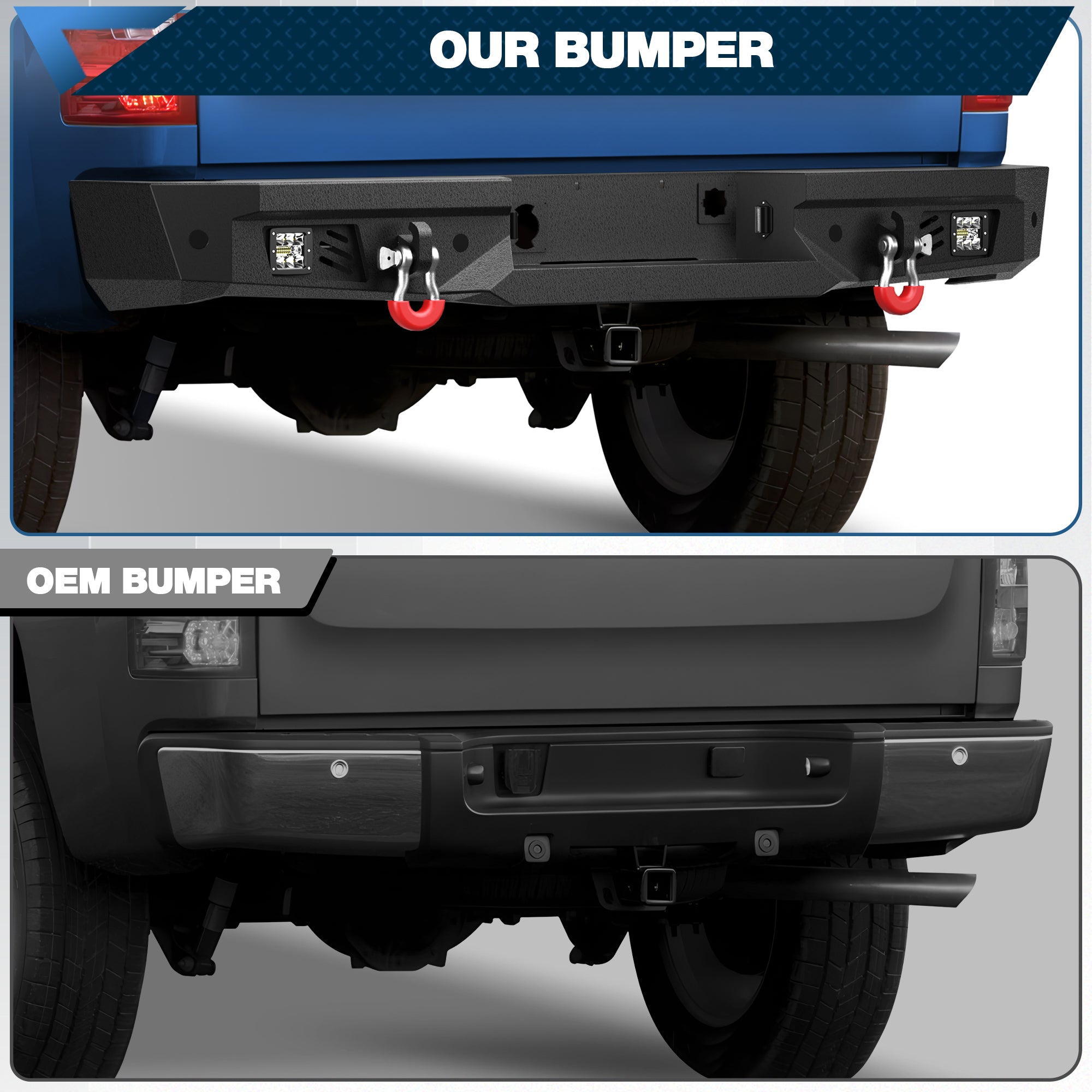 POFENZE Rear Bumper for 2007-2013 Chevy Silverado 1500/GMC Sierra 1500 POFENZE 