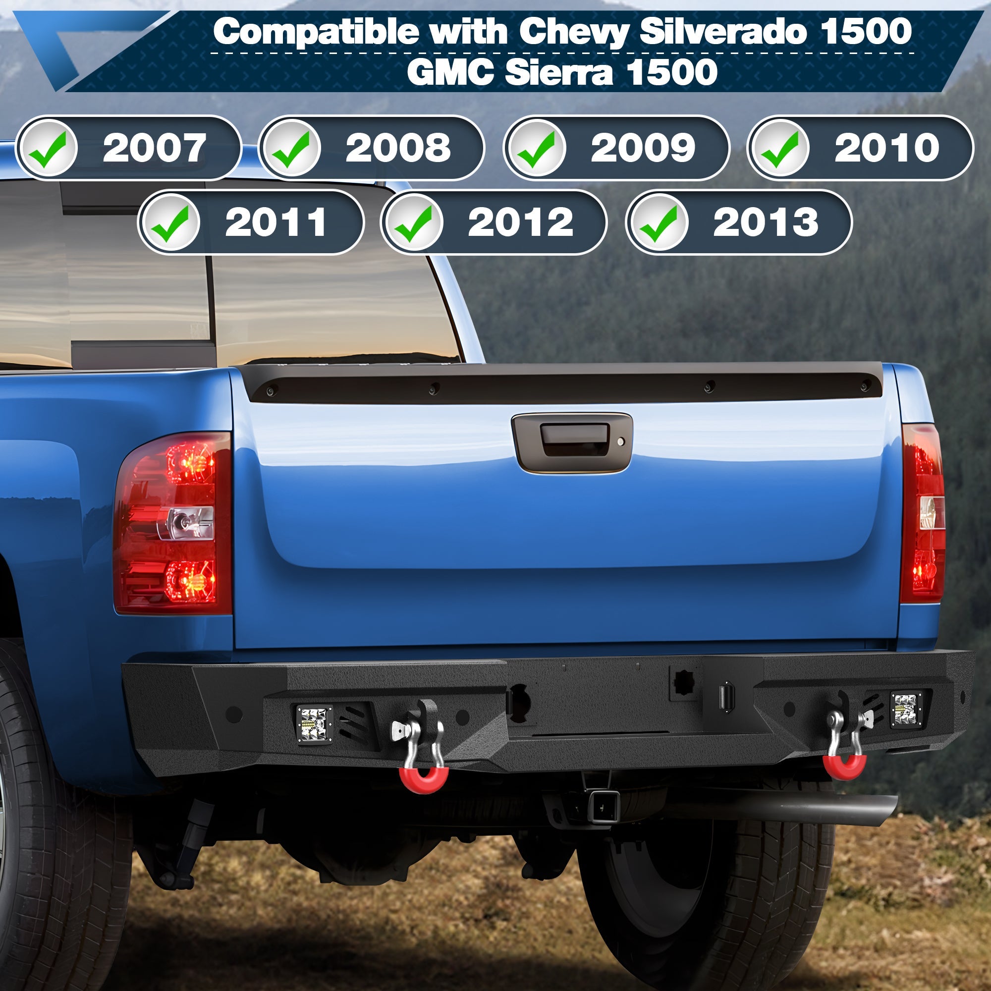 POFENZE Rear Bumper for 2007-2013 Chevy Silverado 1500/GMC Sierra 1500 POFENZE 