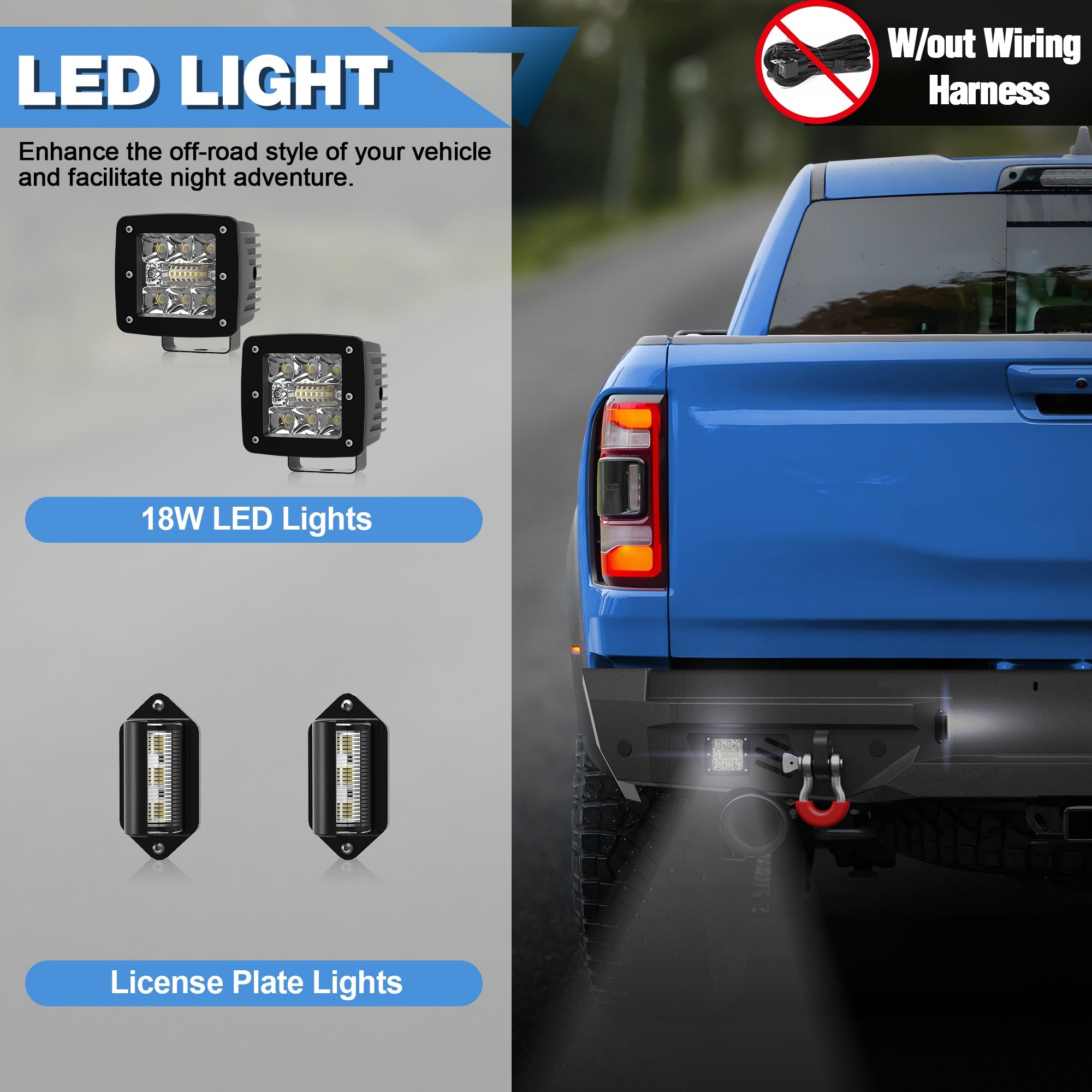 POFENZE Rear Bumper for 2021-2025 Ram 1500 TRX, Steel Bumper with Step, LED Lights & D-Rings POFENZE 