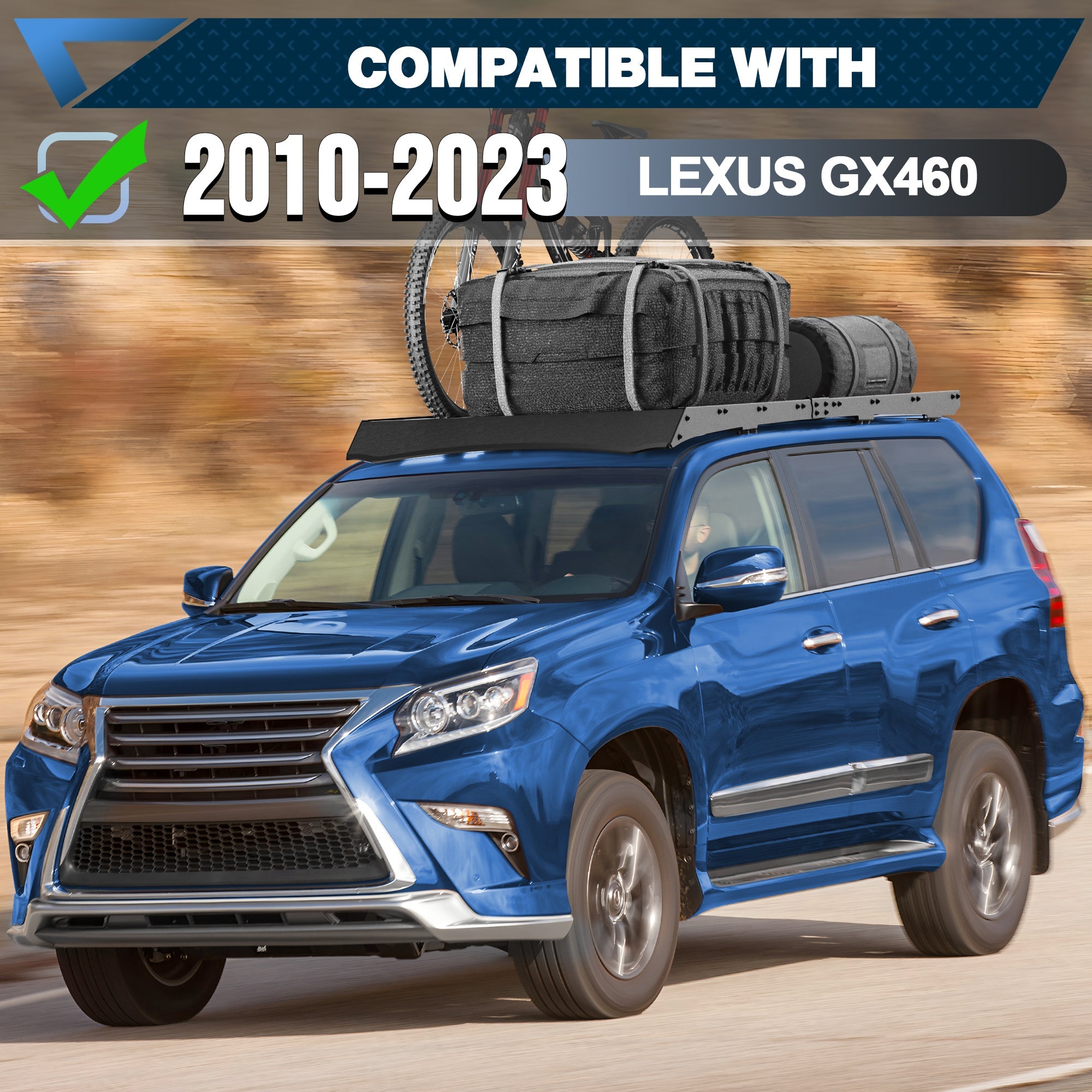 POFENZE Roof Rack for 2010-2023 Lexus GX460, Steel Cargo Roof Rack with Wind Deflector, Drill-On POFENZE 