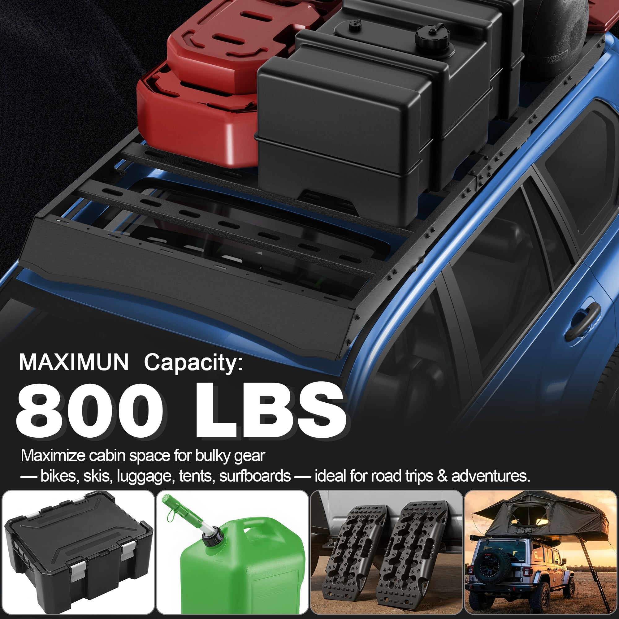 POFENZE Roof Rack for 2010-2023 Lexus GX460, Steel Cargo Roof Rack with Wind Deflector, Drill-On POFENZE 