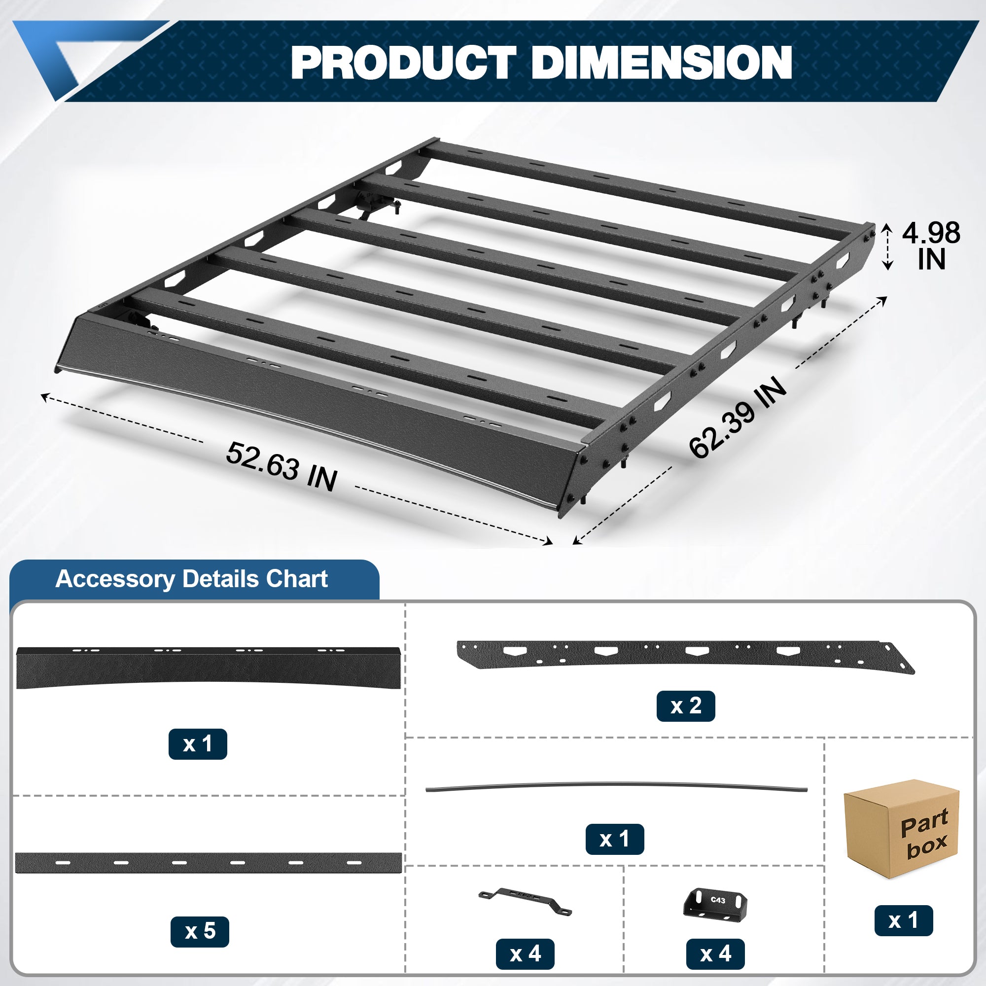 POFENZE Roof Rack for 2019–2025 Chevy Silverado 1500 2500 Crew Cab POFENZE 