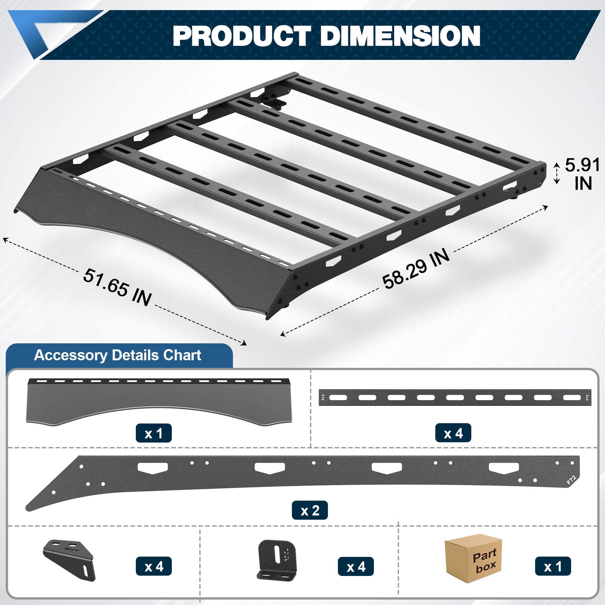 POFENZE Roof Rack for 2022-2025 Ford Maverick, Full Platform Steel Roof Rack, Drill-On, 800 lbs Static Capacity POFENZE 