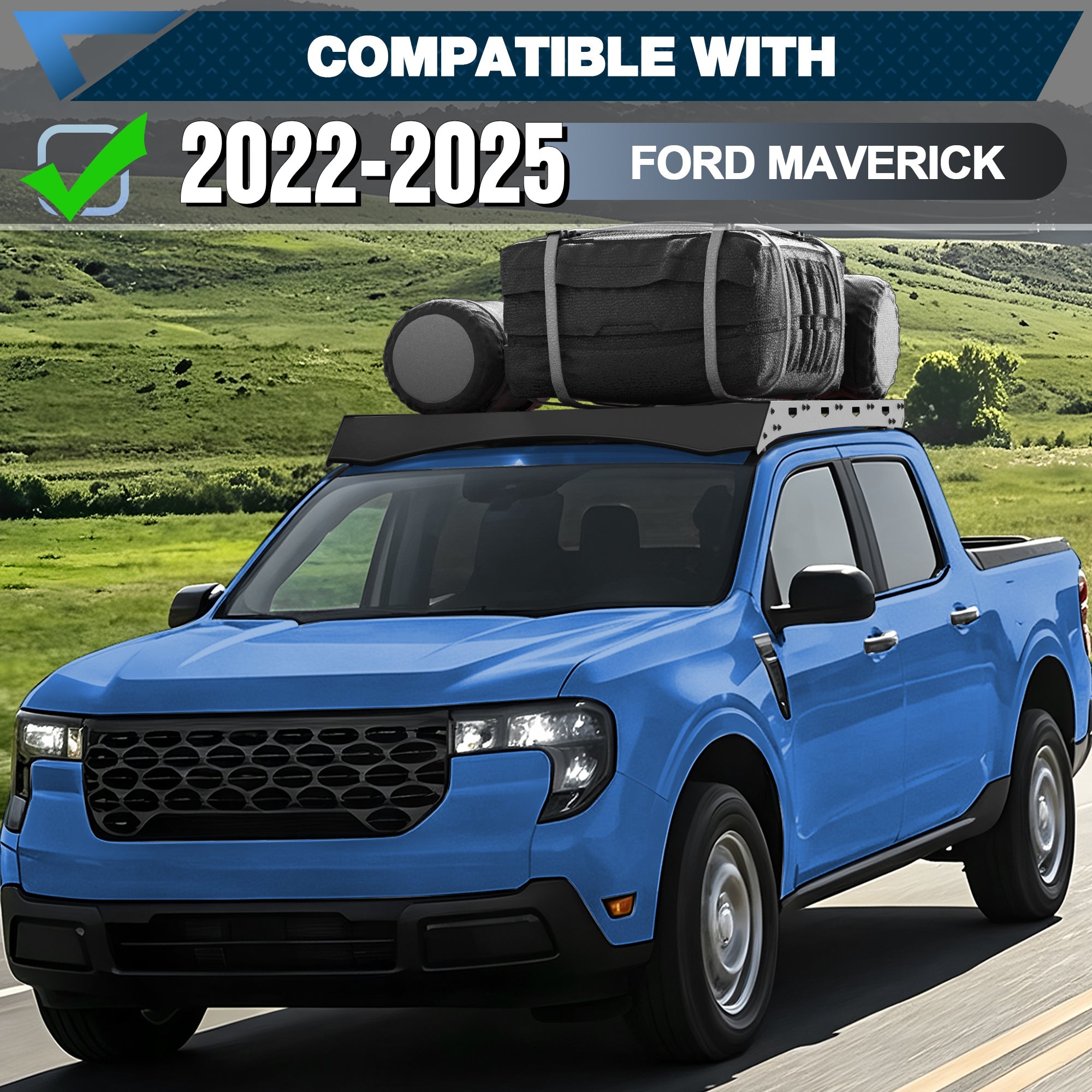POFENZE Roof Rack for 2022-2025 Ford Maverick, Full Platform Steel Roof Rack, Drill-On, 800 lbs Static Capacity POFENZE 