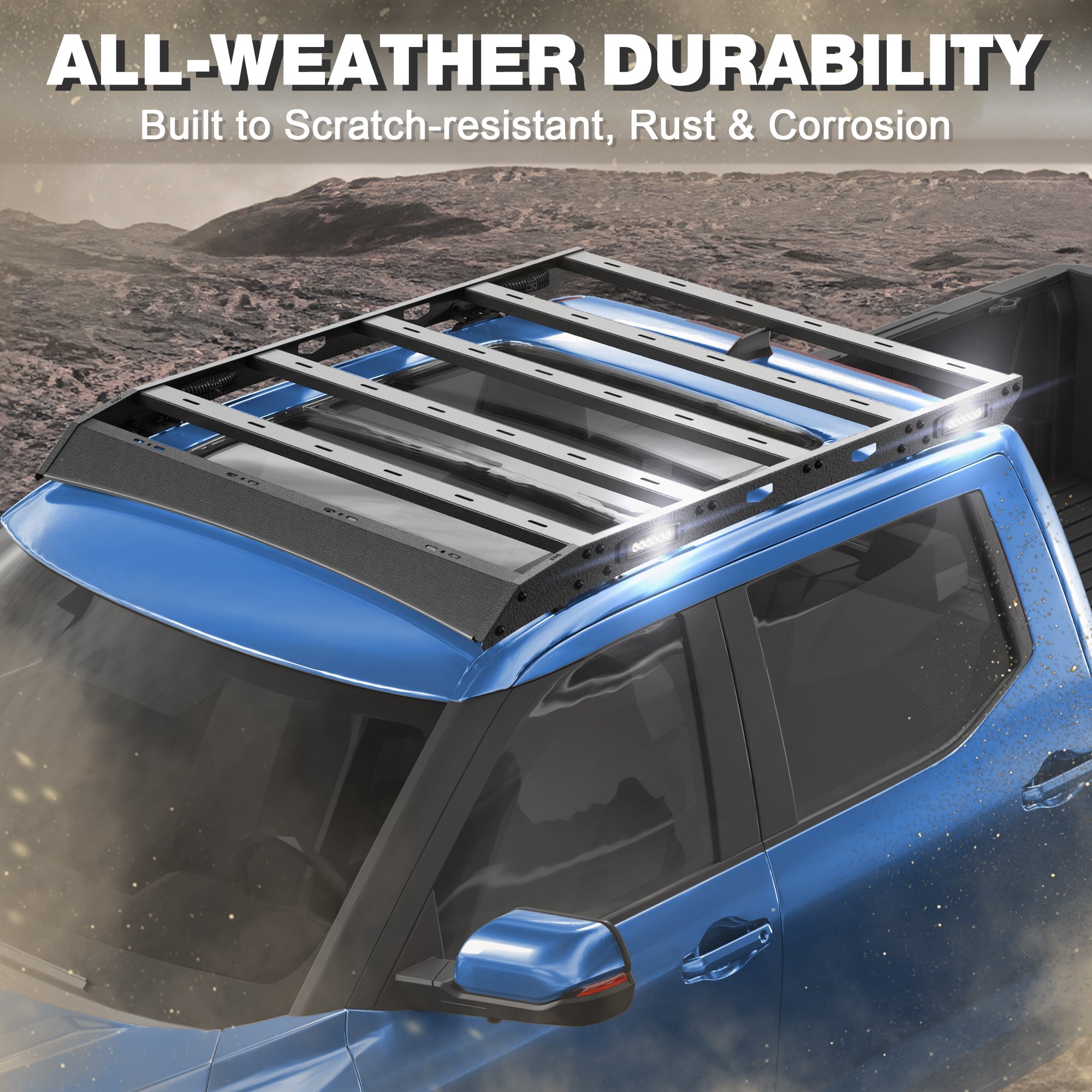 POFENZE Roof Rack for 2022-2026 Toyota Tundra CrewMax 4-Door, Flat Platform Steel Roof Rack with 4 Side Lights, Drill-On, 800 lbs Static Capacity POFENZE 