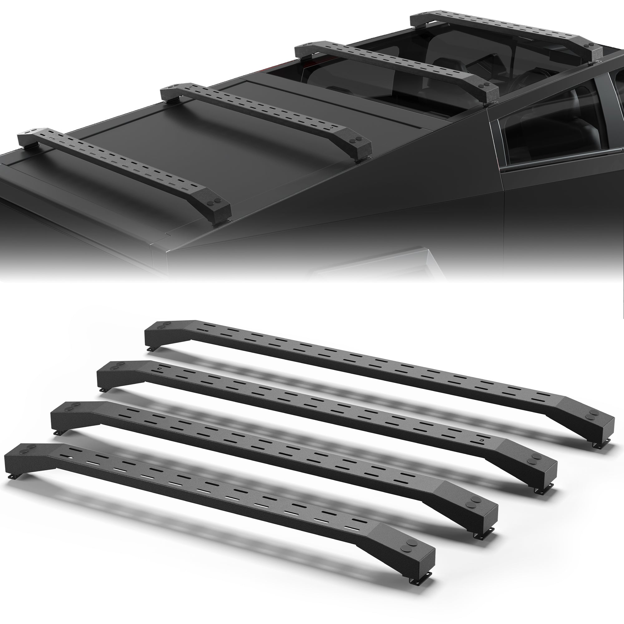 POFENZE Roof Rack for 2024 2025 2026 Tesla Cybertruck, Full Platform Steel Roof Rack, No-Drill, 800 lbs Static Capacity POFENZE 