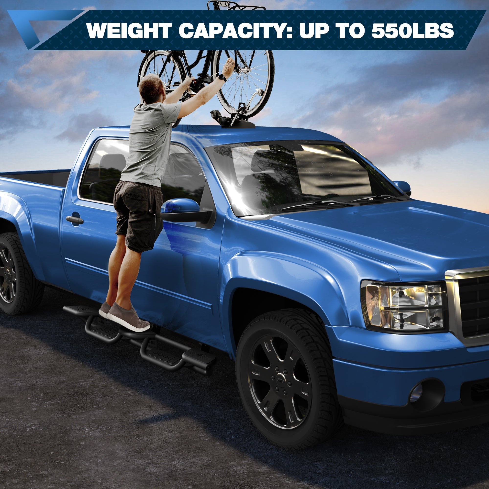 POFENZE Running Boards Side Steps for 2007-2018 Chevy Silverado & GMC Sierra 1500/2500HD/3500HD Extended Cab POFENZE 