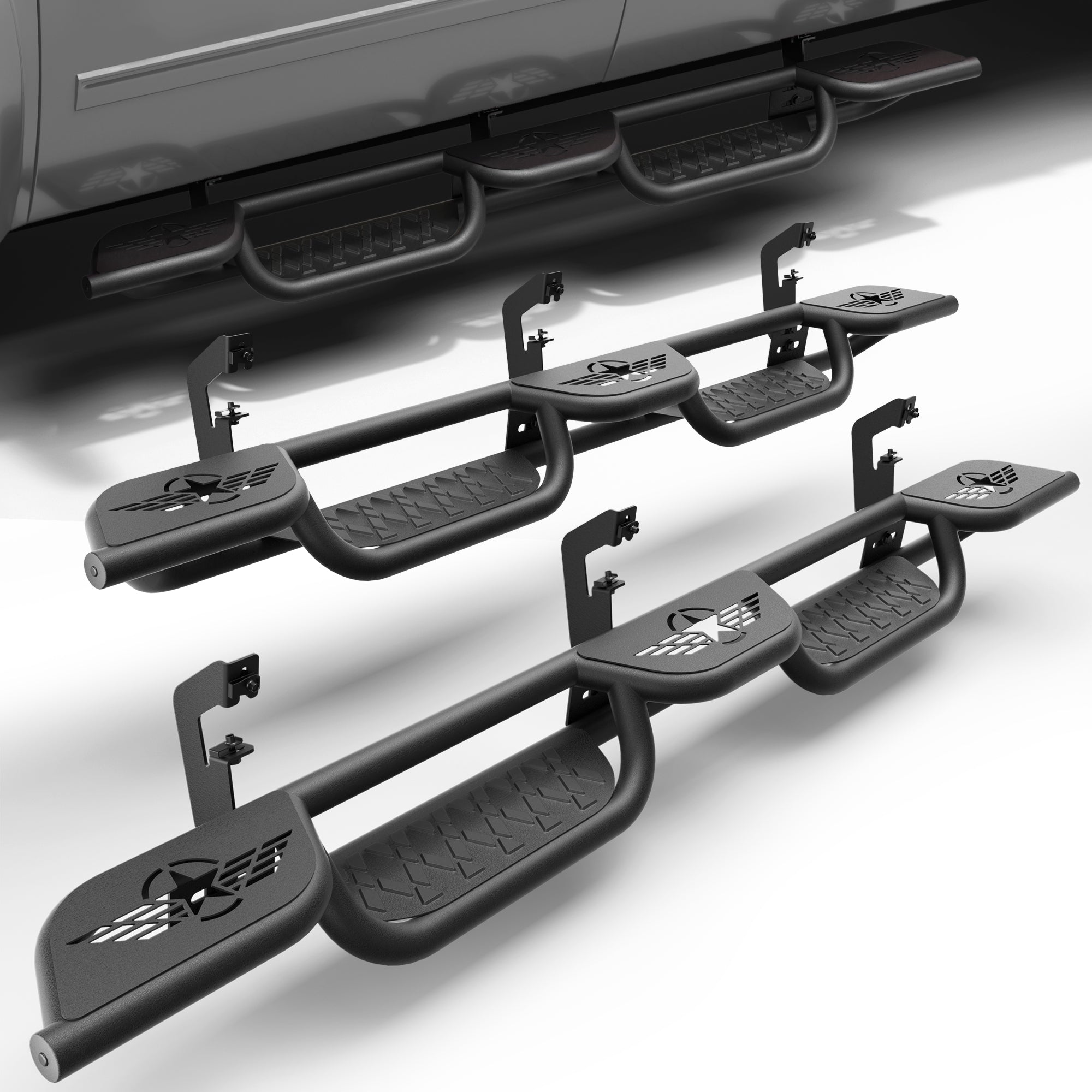 POFENZE Running Boards Side Steps for 2007-2018 Chevy Silverado & GMC Sierra 1500/2500HD/3500HD Extended Cab POFENZE 
