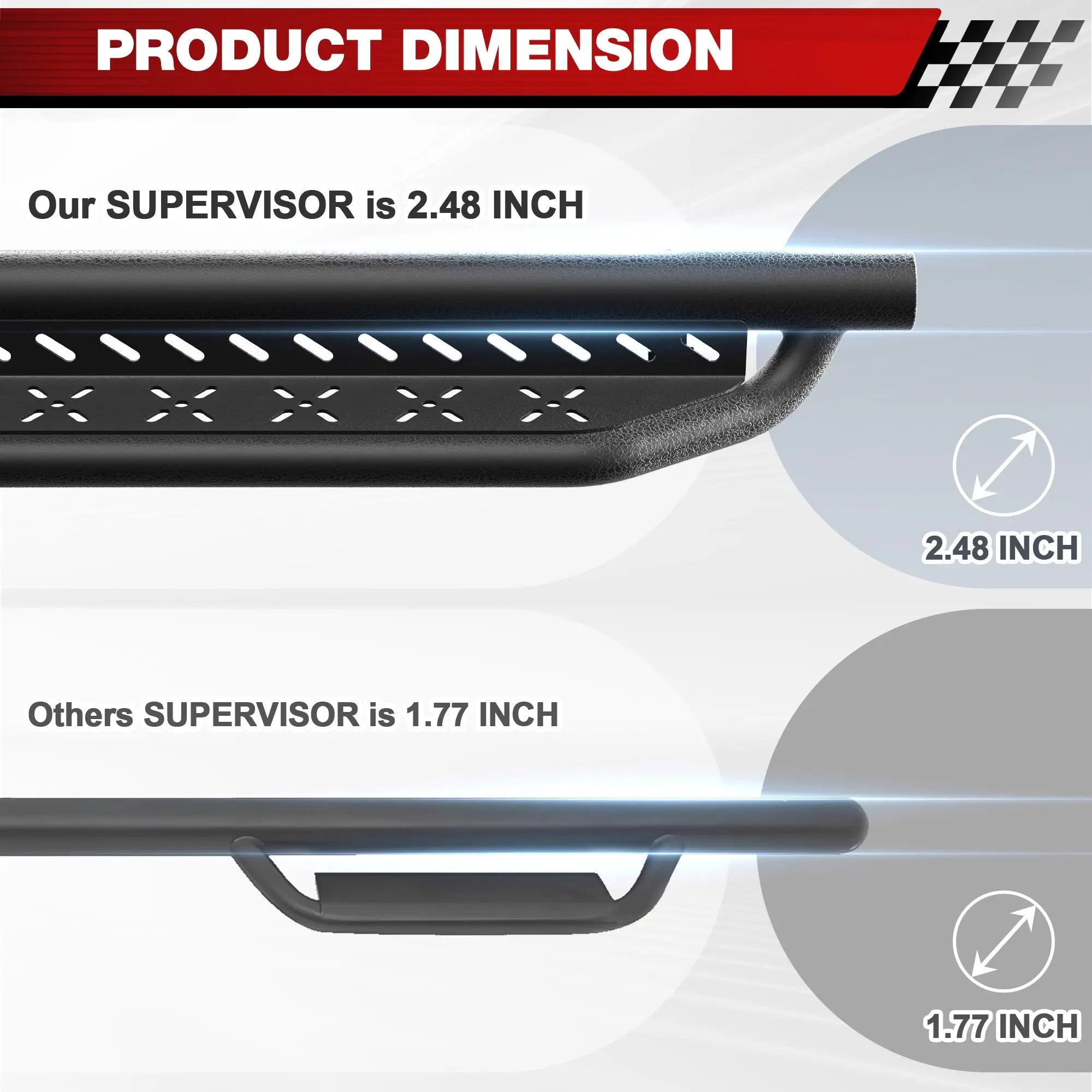 POFENZE Running Boards Two Raised Step Compatible with 2022-2024 Toyota Tacoma Crew Cab with 4 Full-Size Doors POFENZE