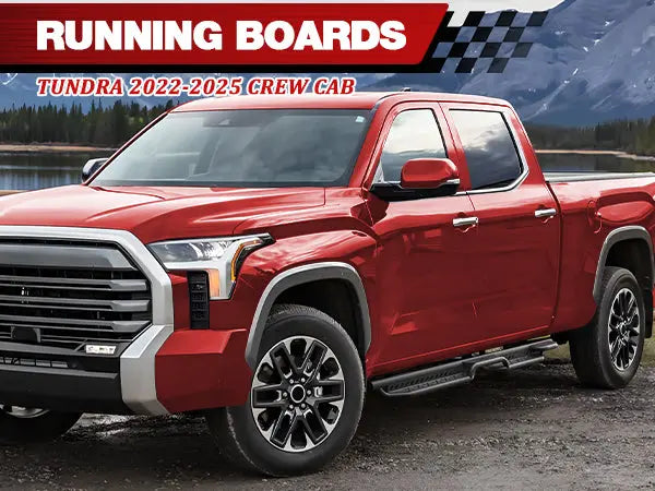 POFENZE Running Boards Two Raised Step Compatible with 2022-2024 Toyota Tacoma Crew Cab with 4 Full-Size Doors POFENZE