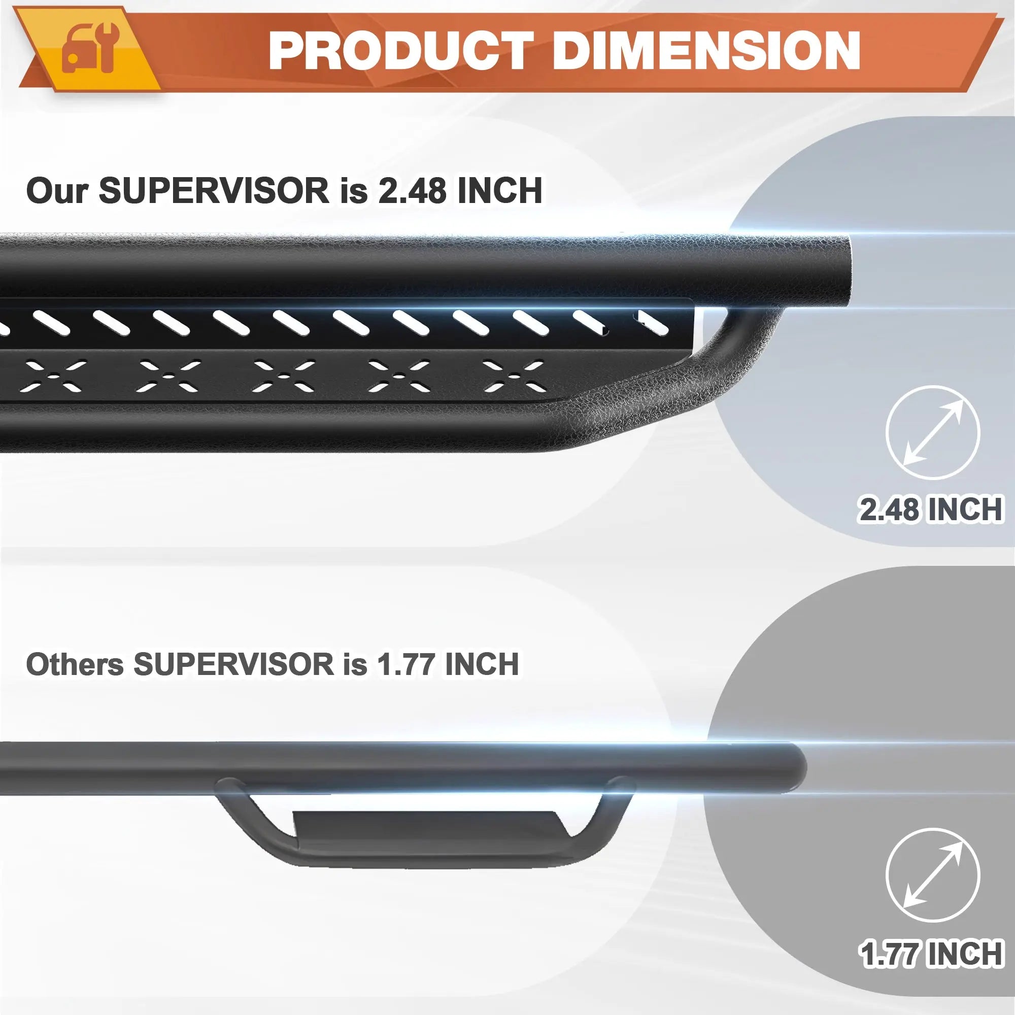 POFENZE Running Boards Two Raised Step Compatible with 2024-2025 Toyota Tacoma Crew Cab with 4 Full-Size Doors POFENZE