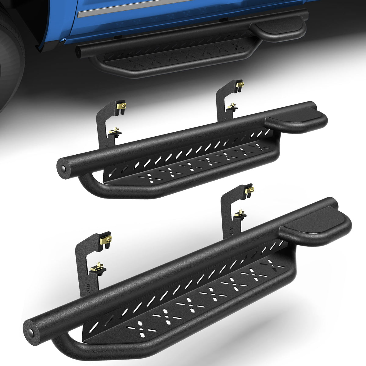 POFENZE Running Boards for 2007-2018 Chevy Silverado & GMC Sierra 1500 Regular Cab, 1-Raised Step POFENZE 