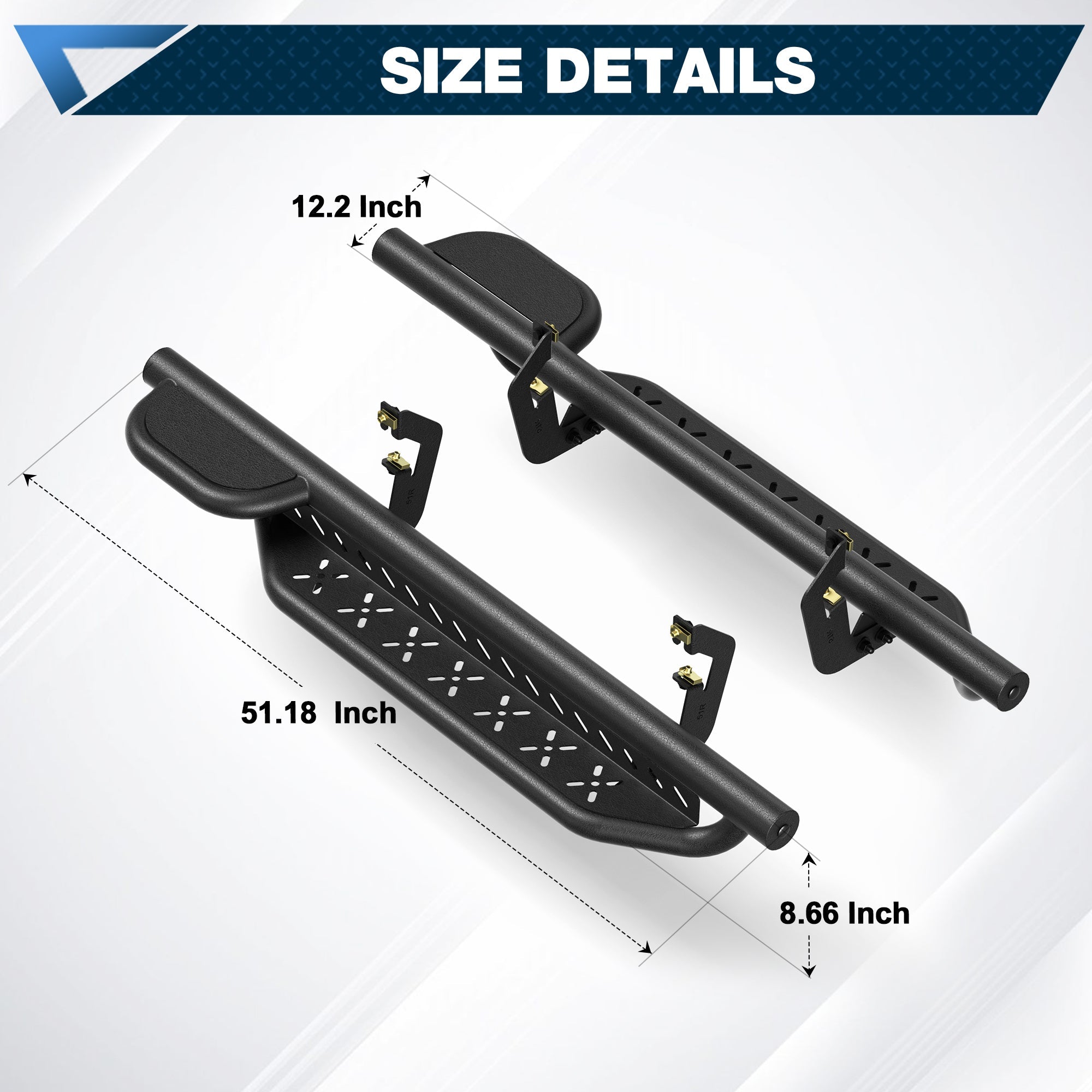 POFENZE Running Boards for 2007-2018 Chevy Silverado & GMC Sierra 1500 Regular Cab, 1-Raised Step POFENZE 