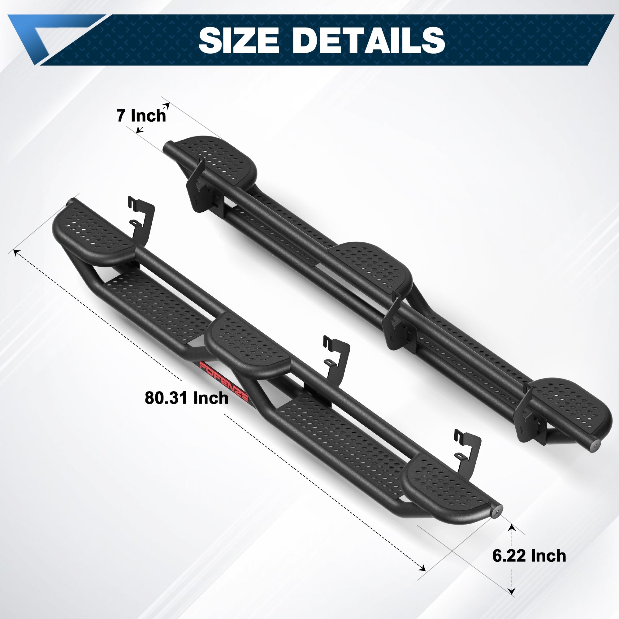 POFENZE Running Boards for 2007-2018 Silverado Sierra 1500 & 2007-2019 2500HD 3500HD Crew Cab POFENZE 