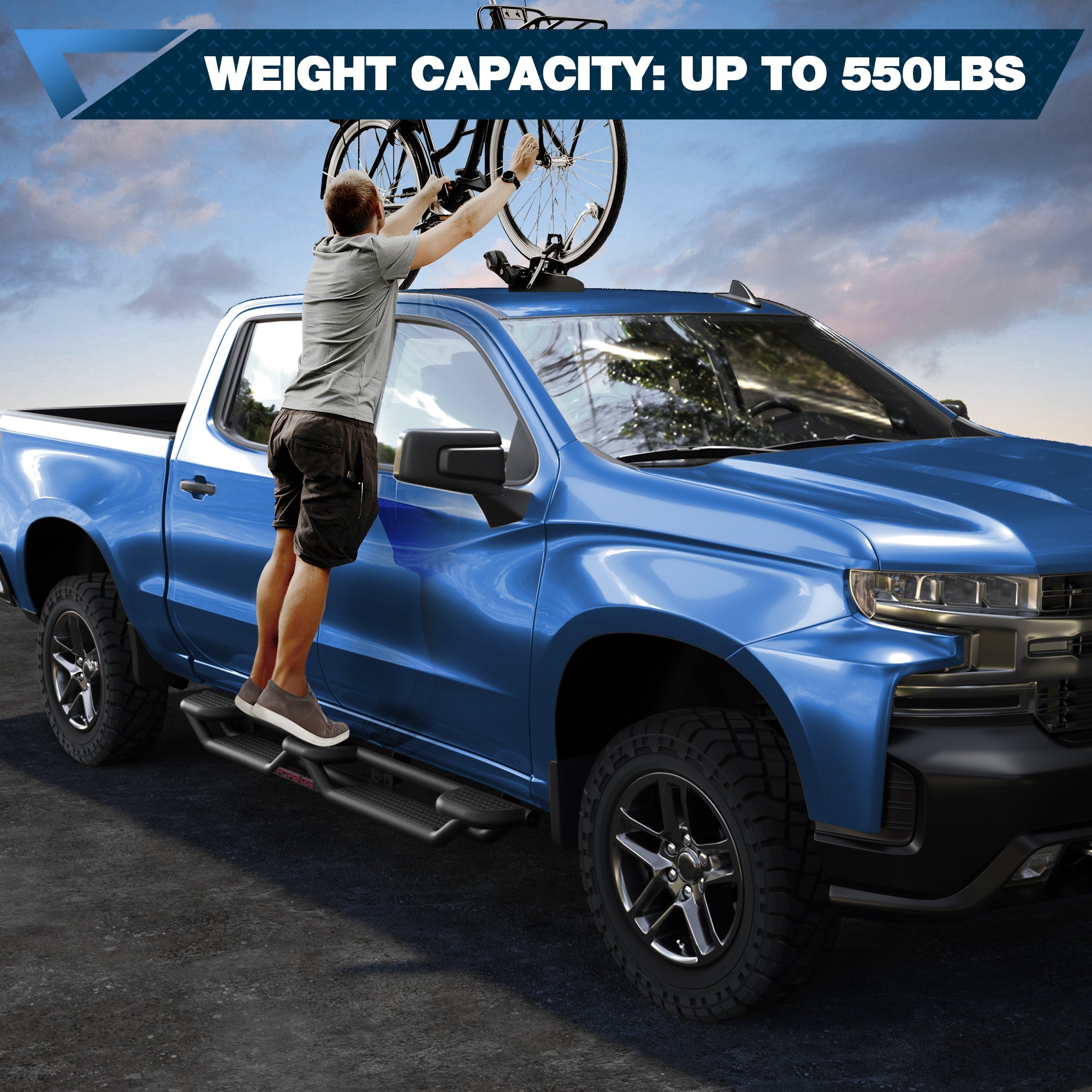 POFENZE Running Boards for 2007-2018 Silverado Sierra 1500 & 2007-2019 2500HD 3500HD Crew Cab POFENZE 