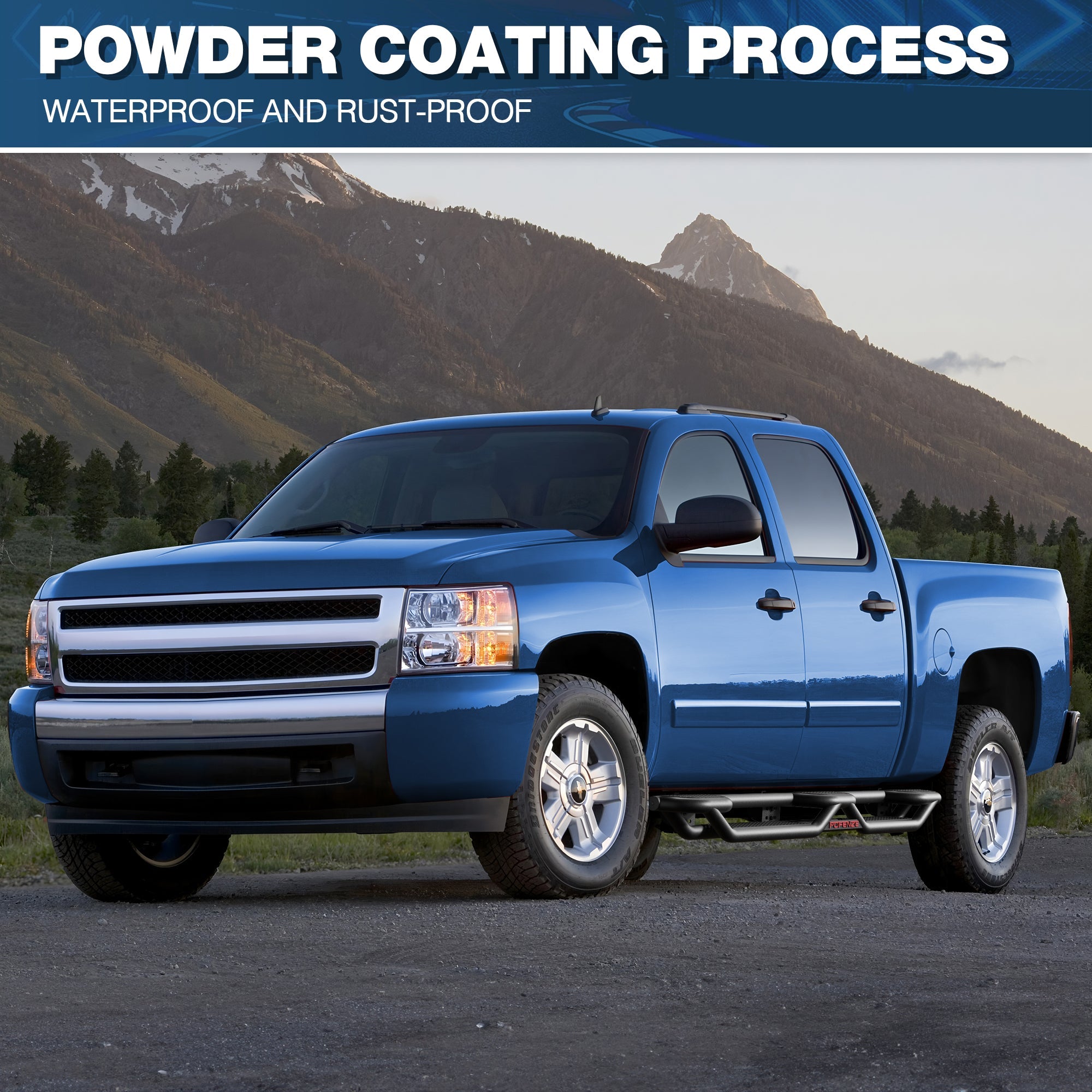 POFENZE Running Boards for 2007-2018 Silverado Sierra 1500 & 2007-2019 2500HD 3500HD Crew Cab POFENZE 
