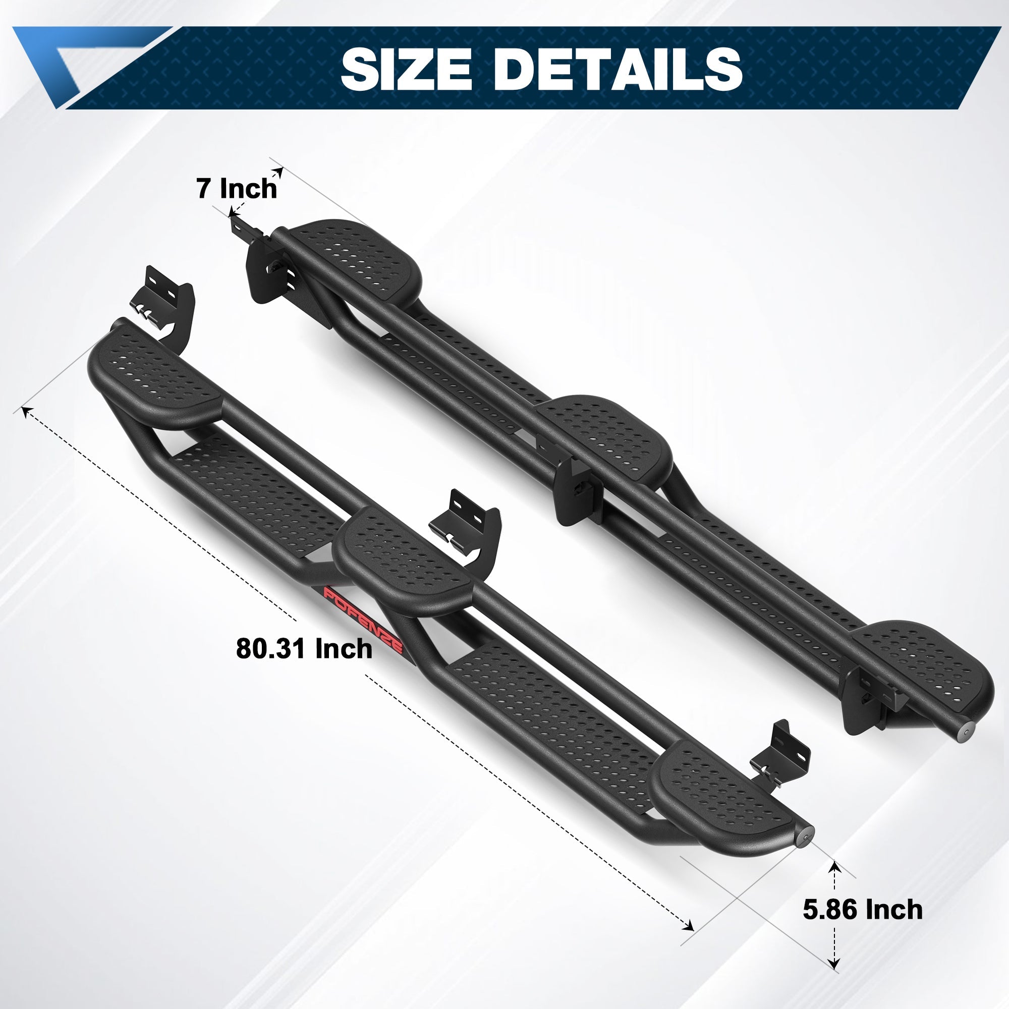 POFENZE Running Boards for 2009-2018 Ram 1500, 2019-2025 Ram 1500 Classic & 2010-2025 Ram 2500/3500 Crew Cab POFENZE 