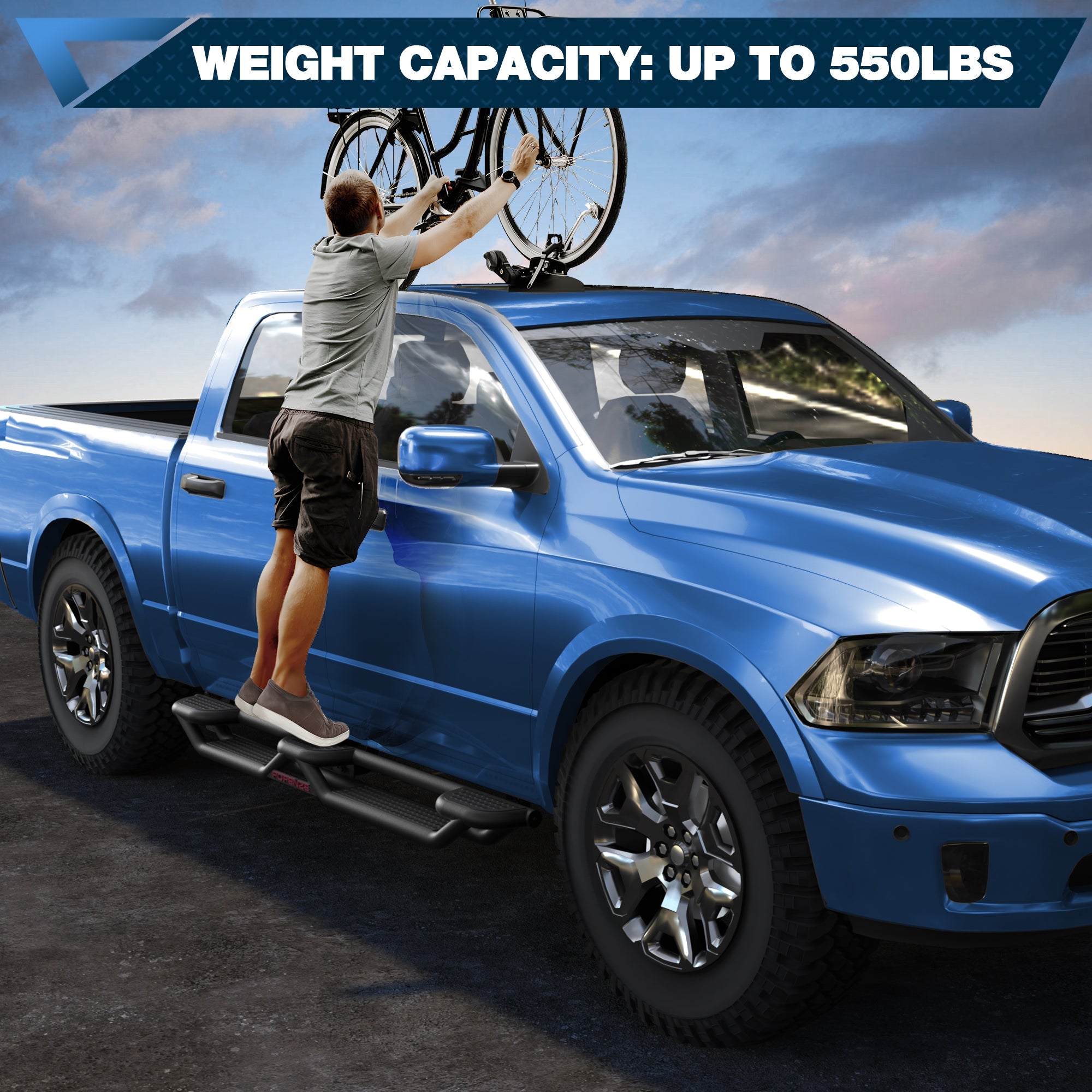 POFENZE Running Boards for 2009-2018 Ram 1500, 2019-2025 Ram 1500 Classic & 2010-2025 Ram 2500/3500 Crew Cab POFENZE 