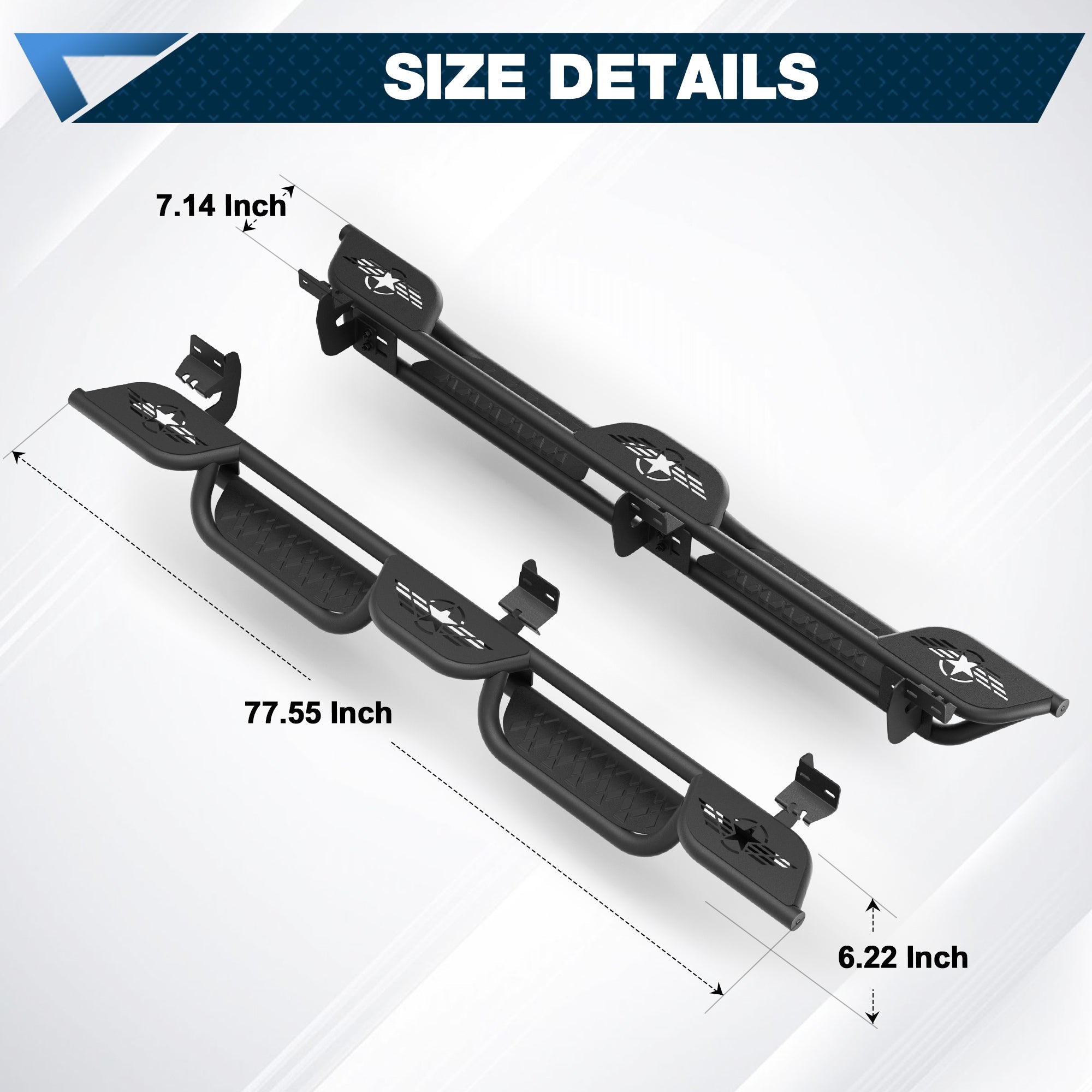 POFENZE Running Boards for 2009-2026 Ram 1500 Quad Cab, 3-Step Side Steps POFENZE 