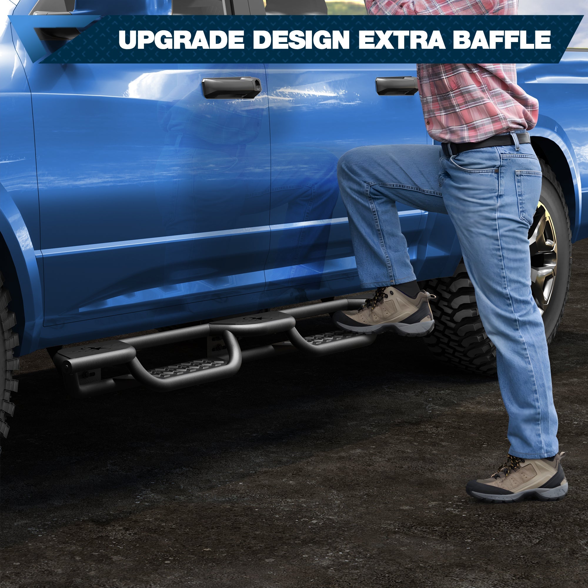 POFENZE Running Boards for 2009-2026 Ram 1500 Quad Cab, 3-Step Side Steps POFENZE 