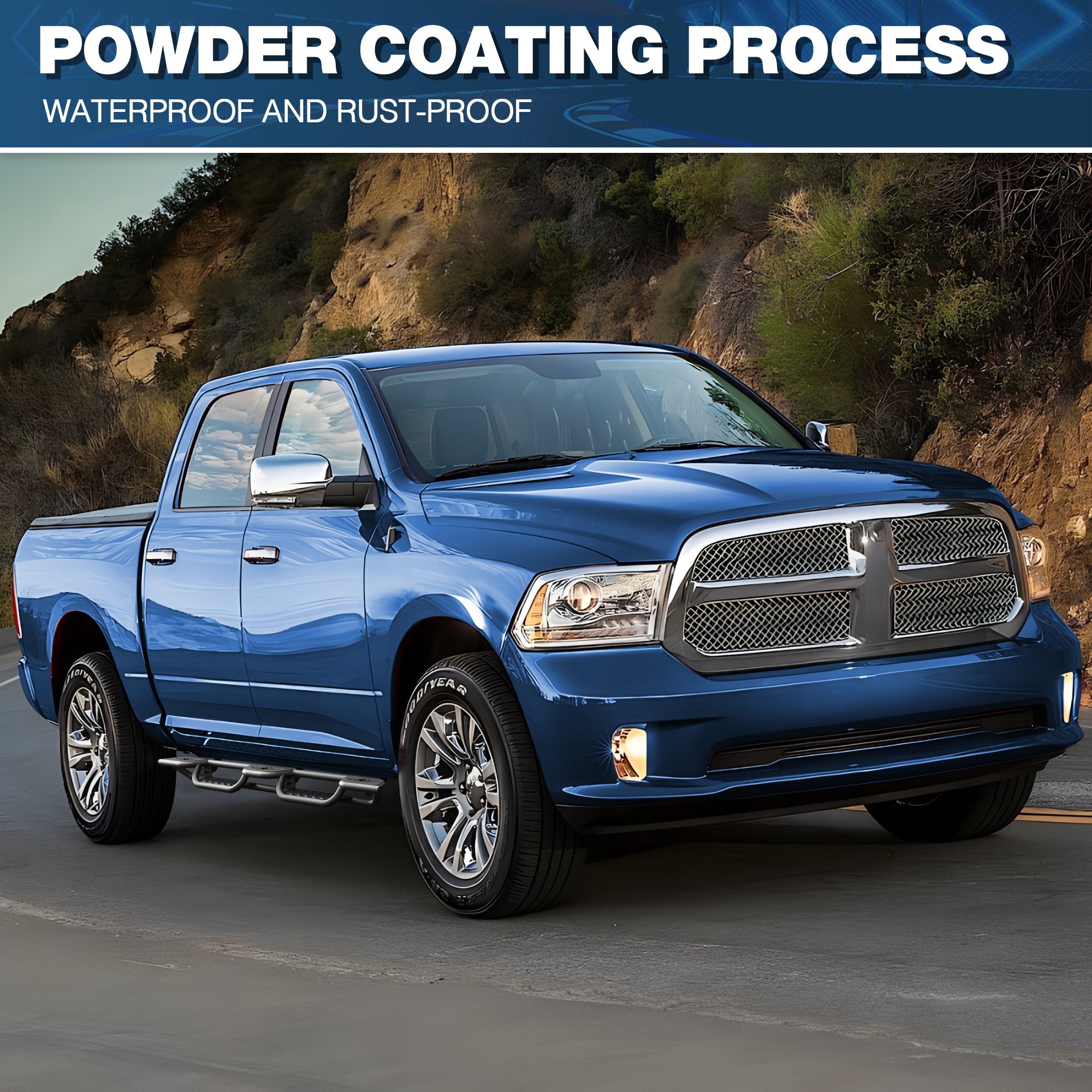 POFENZE Running Boards for 2009-2026 Ram 1500 Quad Cab, 3-Step Side Steps POFENZE 
