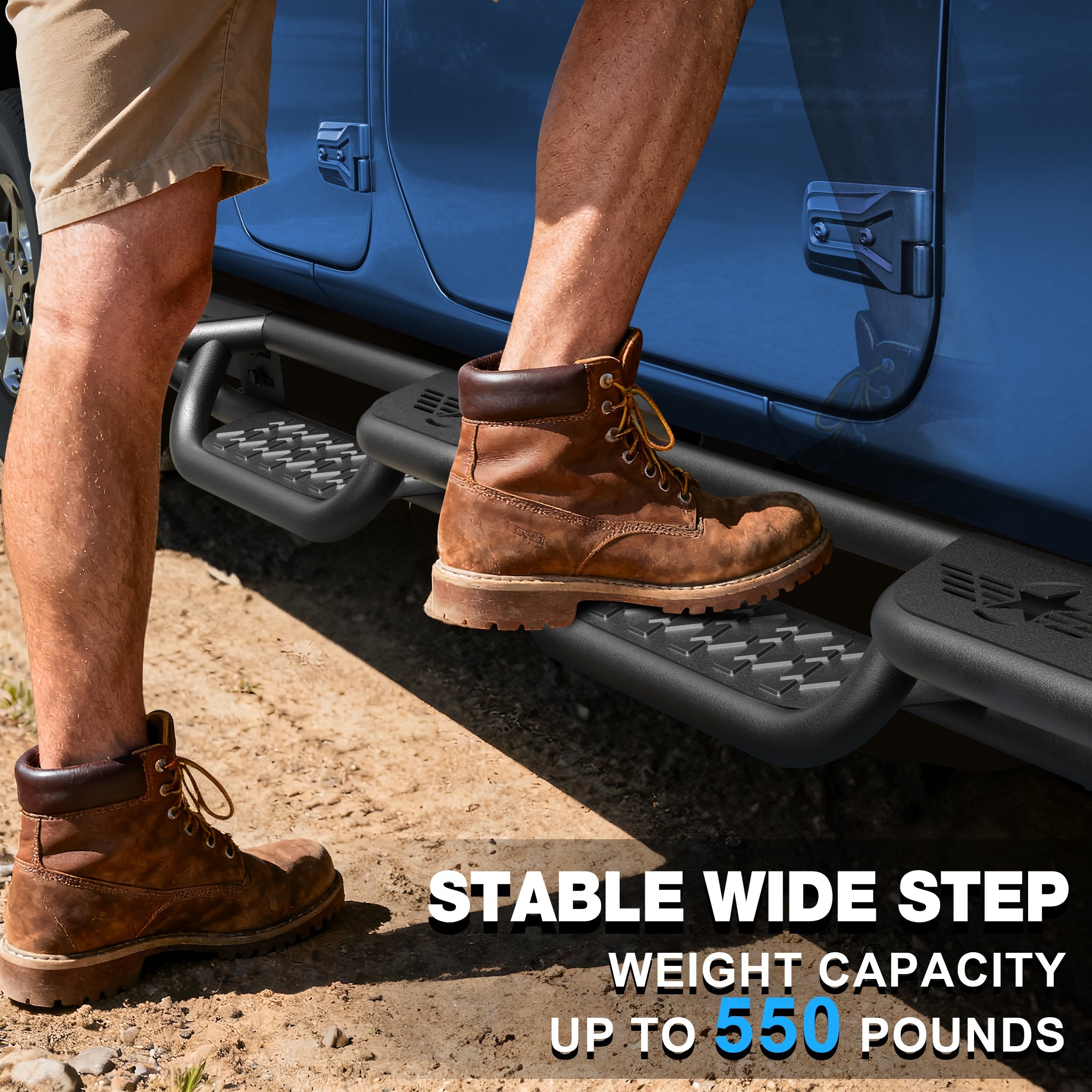 POFENZE Running Boards for 2009-2026 Ram 1500 Quad Cab, 3-Step Side Steps POFENZE 