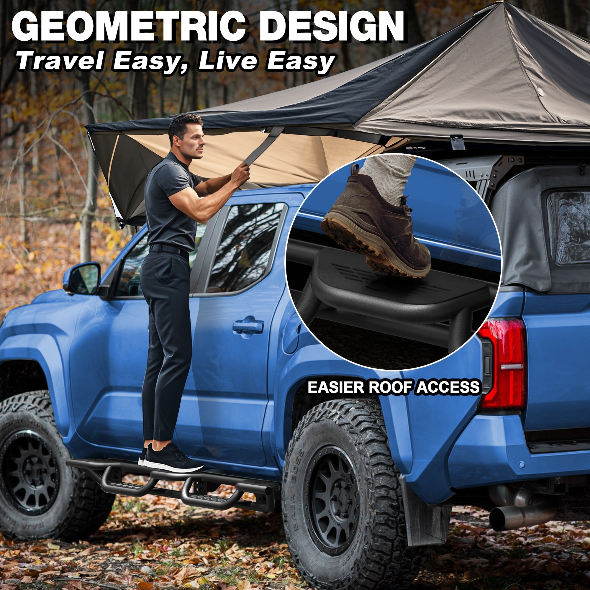 POFENZE Running Boards for 2009-2026 Ram 1500 Quad Cab, 3-Step Side Steps POFENZE 