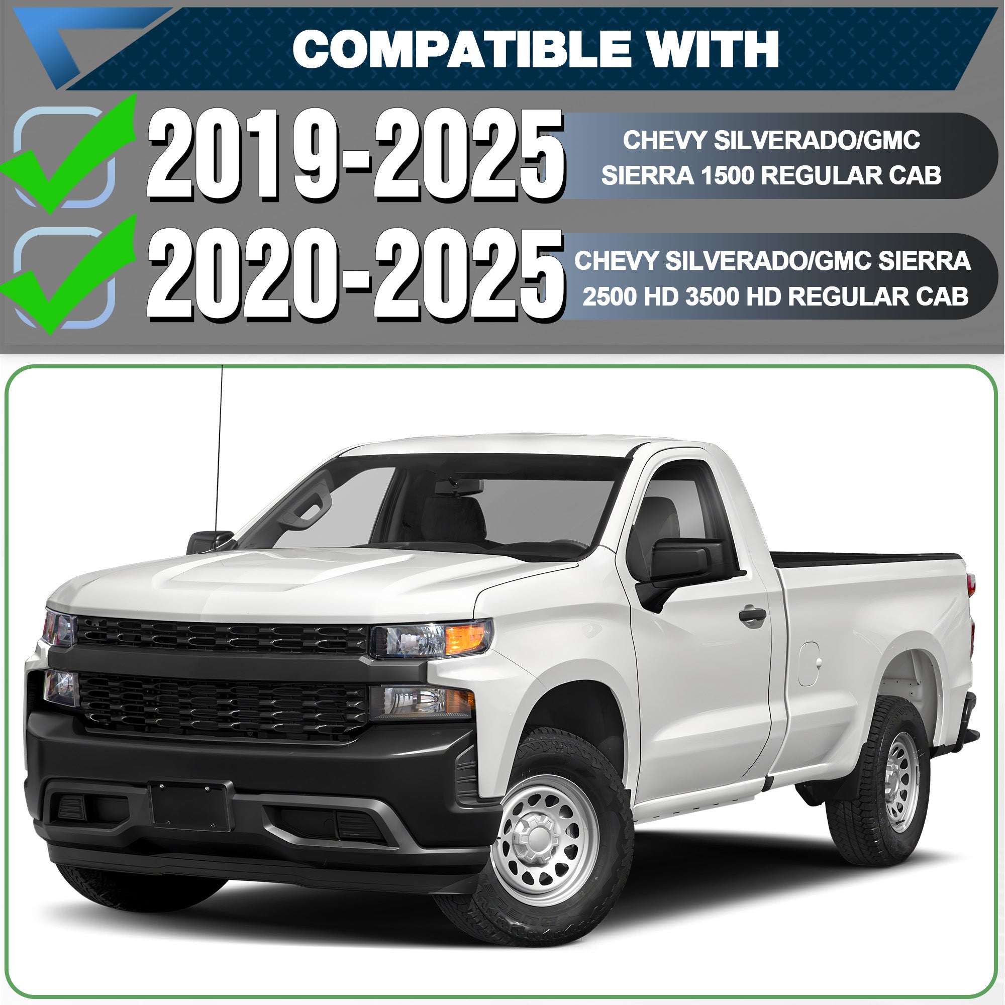 POFENZE Running Boards for 2019-2025 Chevy Silverado & GMC Sierra 1500/2500HD/3500HD Regular Cab POFENZE 
