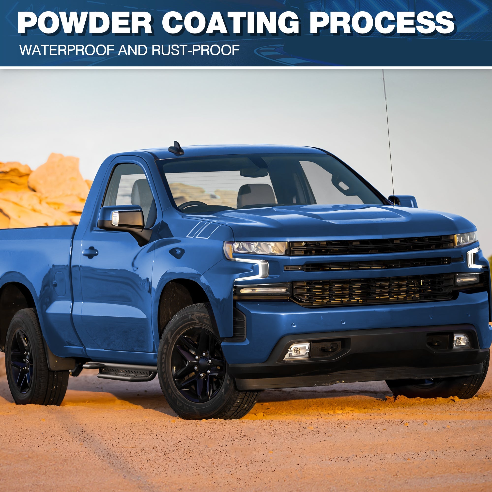 POFENZE Running Boards for 2019-2025 Chevy Silverado & GMC Sierra 1500/2500HD/3500HD Regular Cab POFENZE 