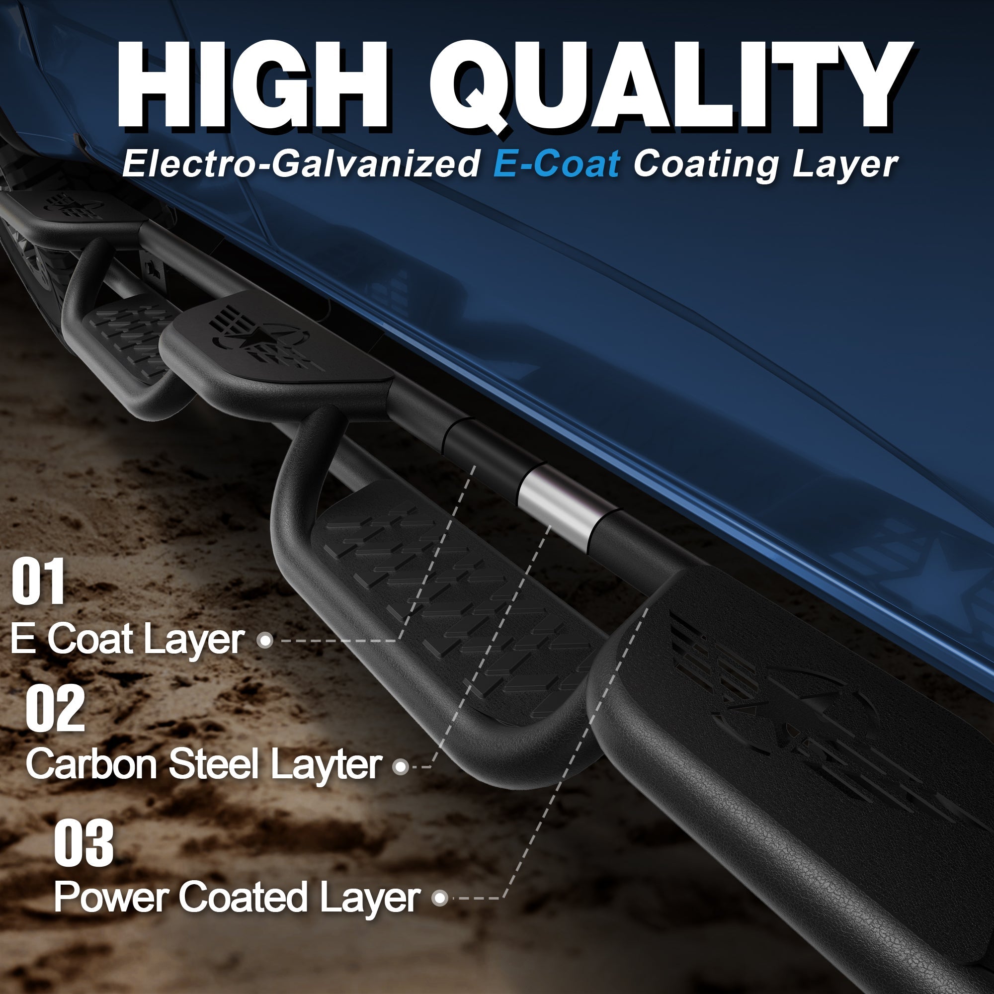 POFENZE Running Boards for 2019-2026 Chevy Silverado & GMC Sierra 1500 / 2500HD / 3500HD Crew Cab POFENZE 